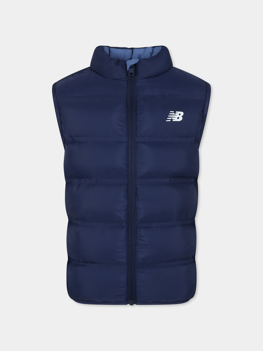 Gilet blu per bambino con logo,New Balance,LAKB0037 NNY