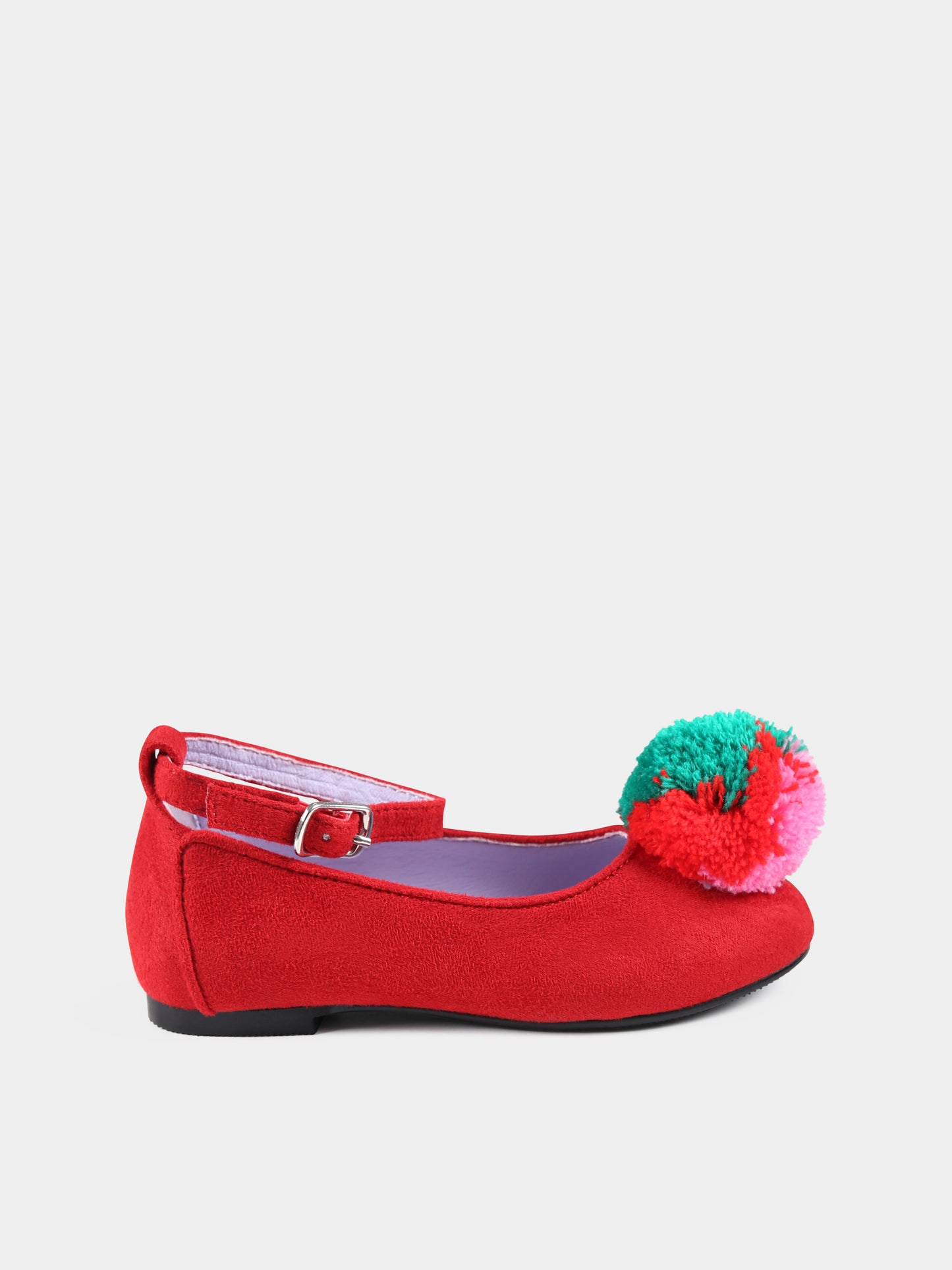 Ballerine rosse per bambina con pompon,Stella Mccartney Kids,TV0E16 Z2467 411