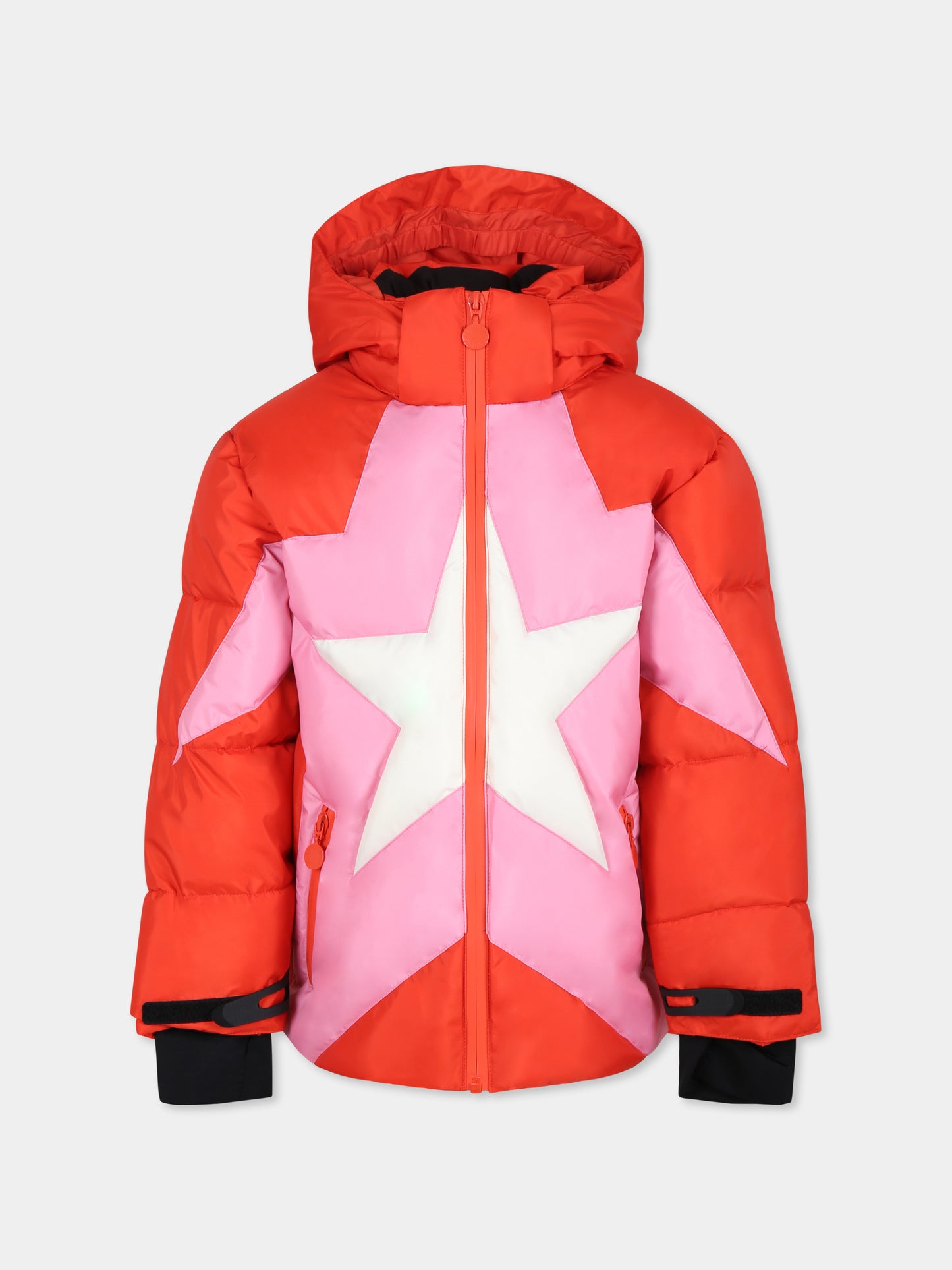 Piumino rosso per bambina con stella,Stella Mccartney Kids,TV2D10 Z0432 421