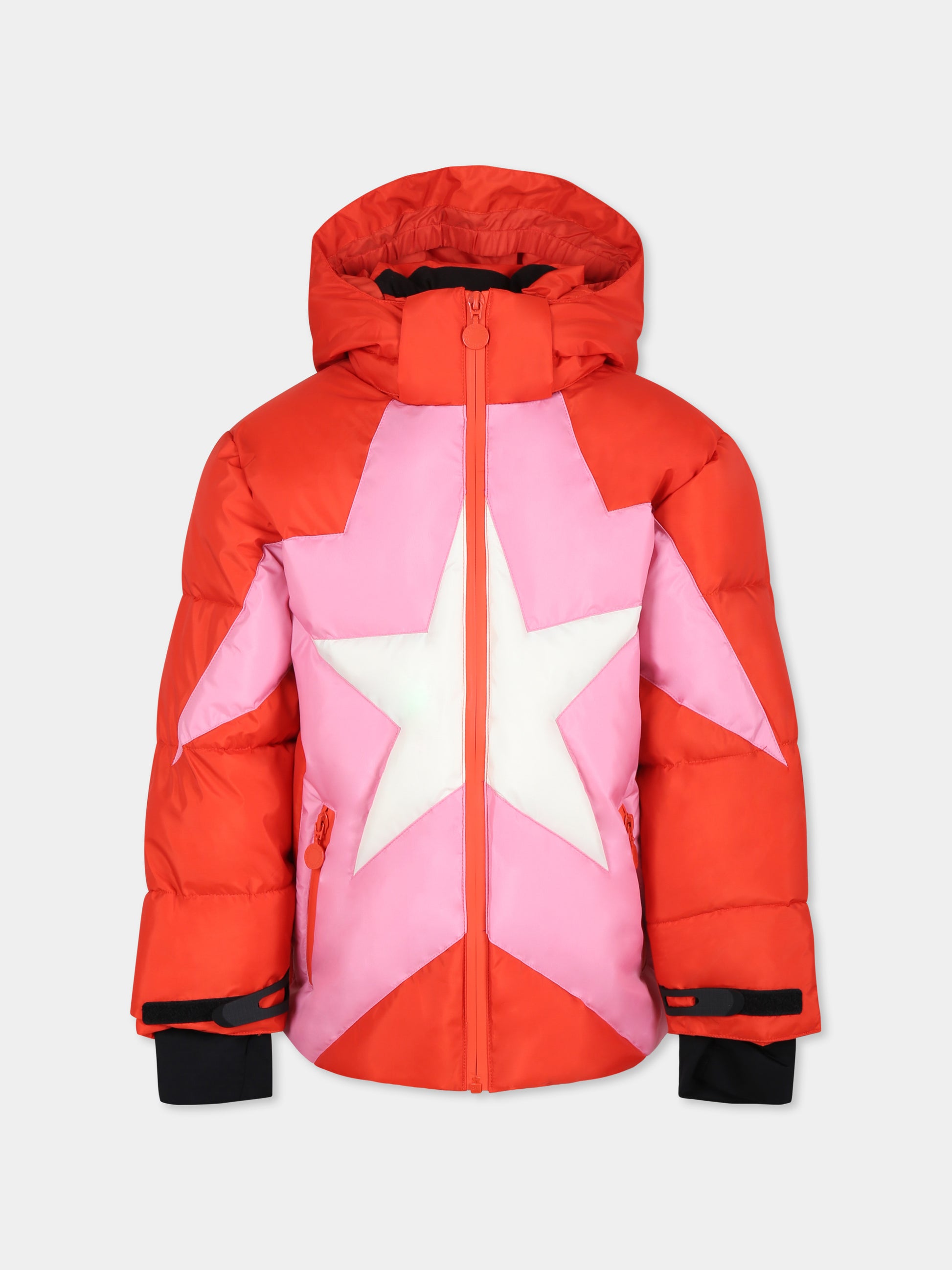 Piumino rosso per bambina con stella,Stella Mccartney Kids,TV2D10 Z0432 421