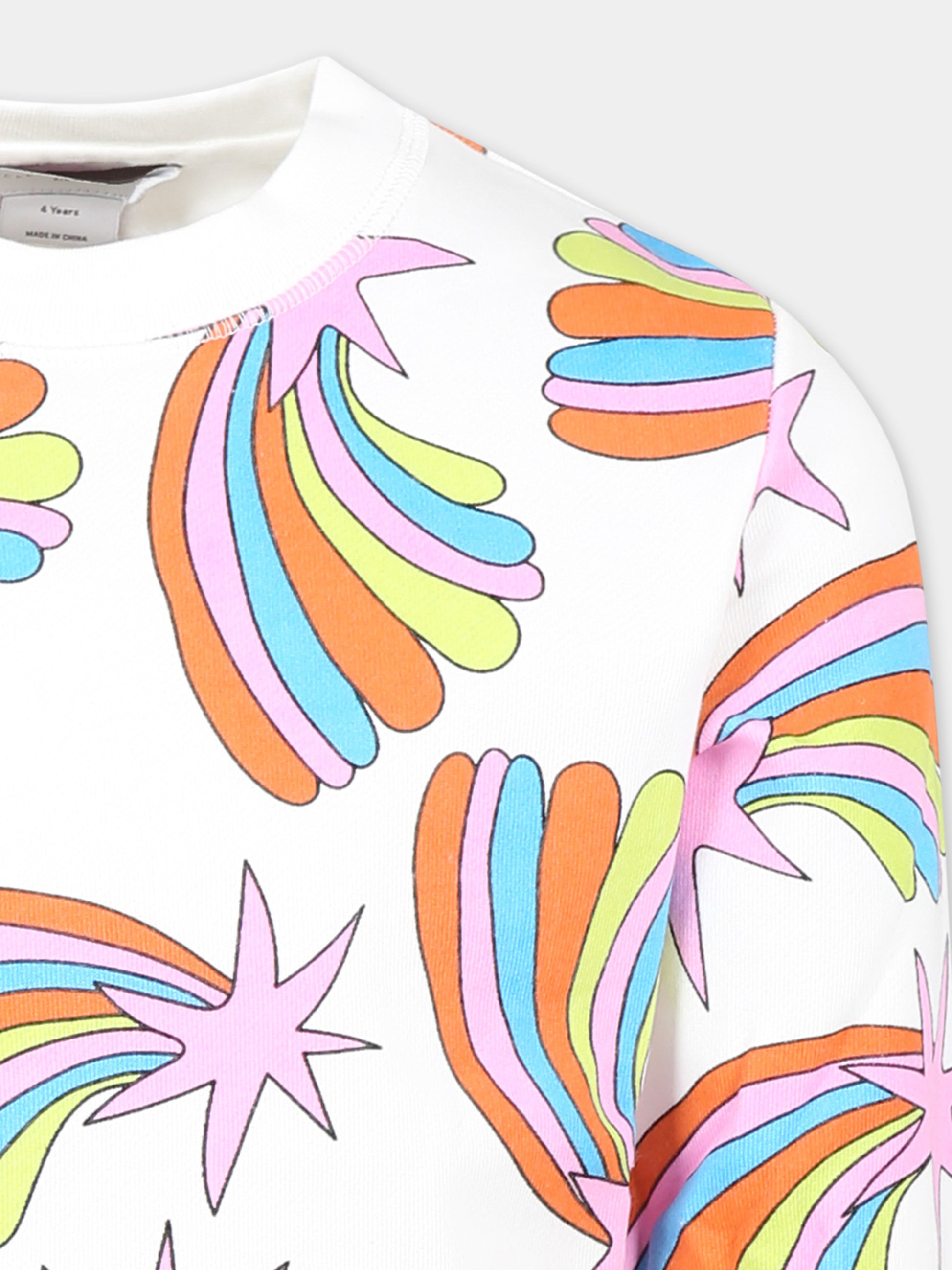 Felpa avorio per bambina con stelle cadenti all over,Stella Mccartney Kids,TV4B30 Z2042 101MC