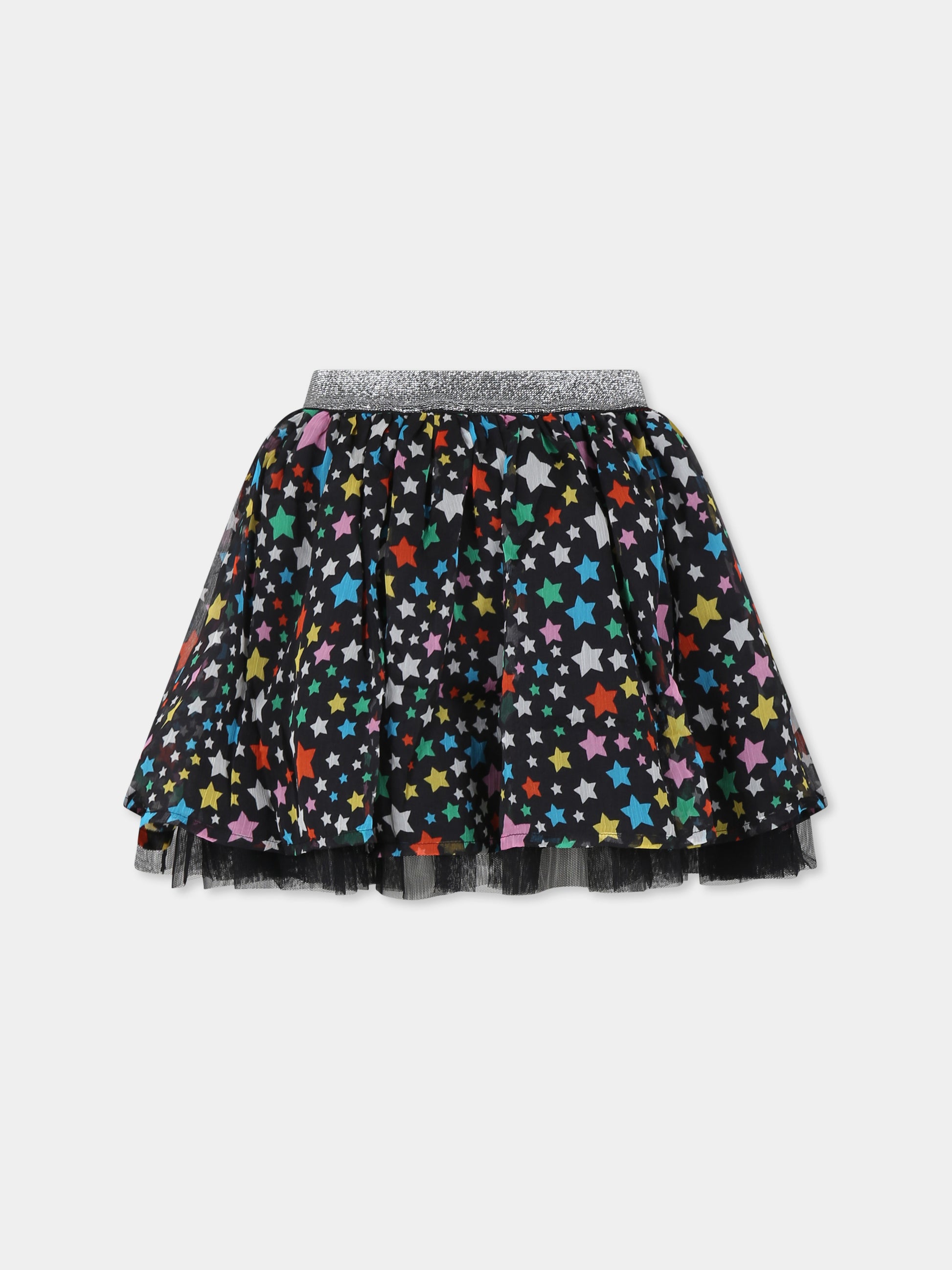 Gonna nera per bambina con stelle all over,Stella Mccartney Kids,TV7B21 Z2069 930MC