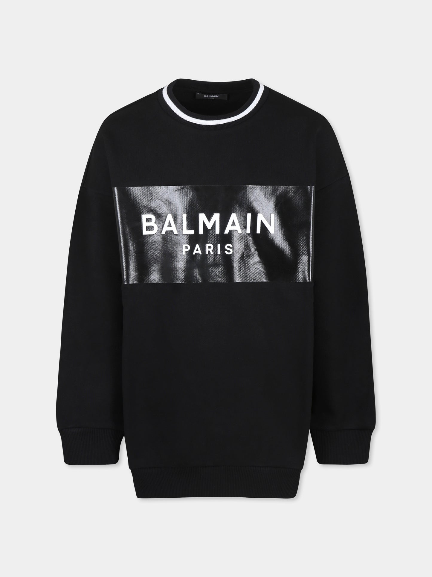 Felpa nera per bambini con logo,Balmain Kids,BV4Q80 Z0081 930BC