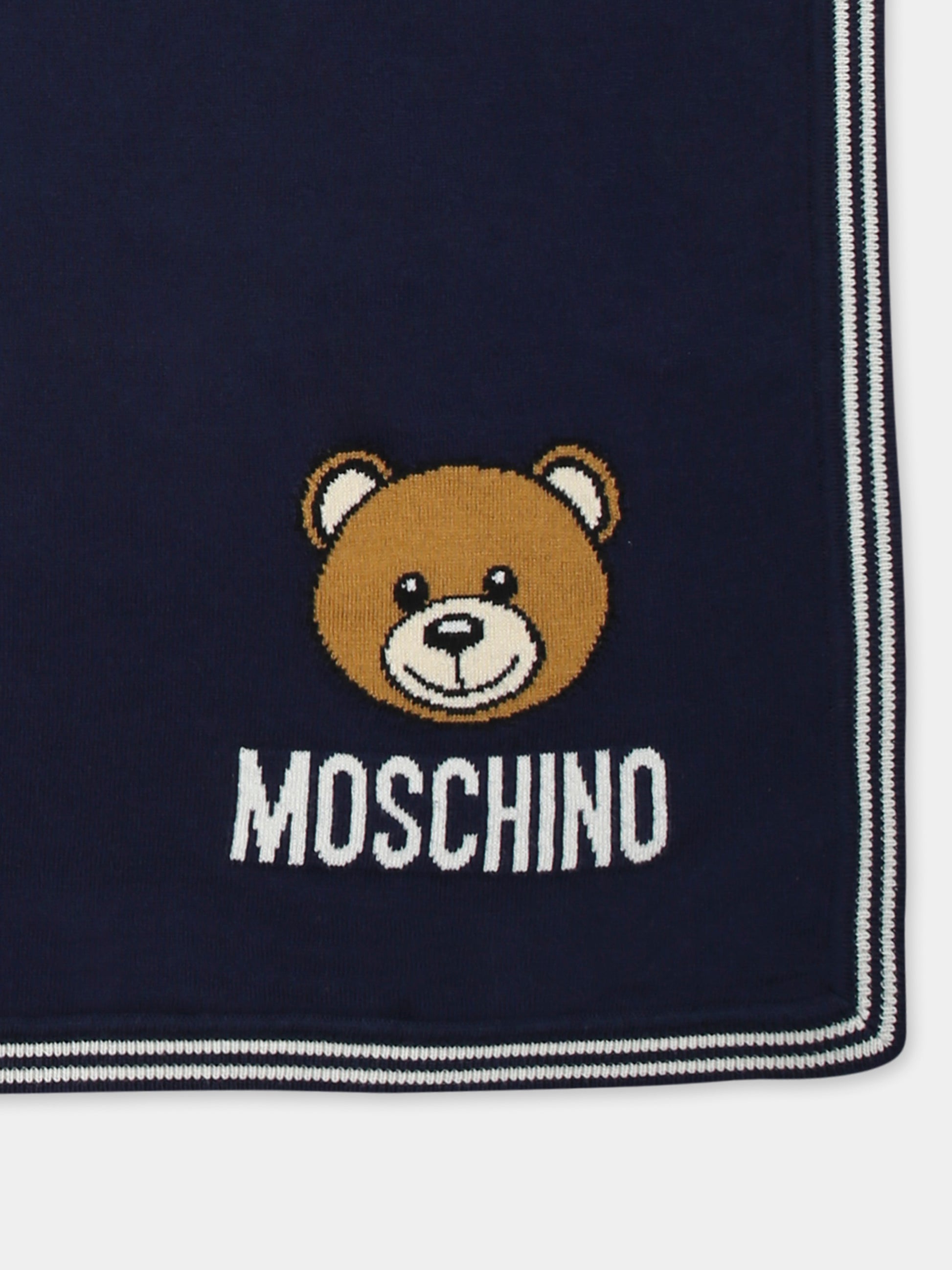 Coperta blu per neonato con Teddy Bear,Moschino Kids,MUB00E LHE43 40016