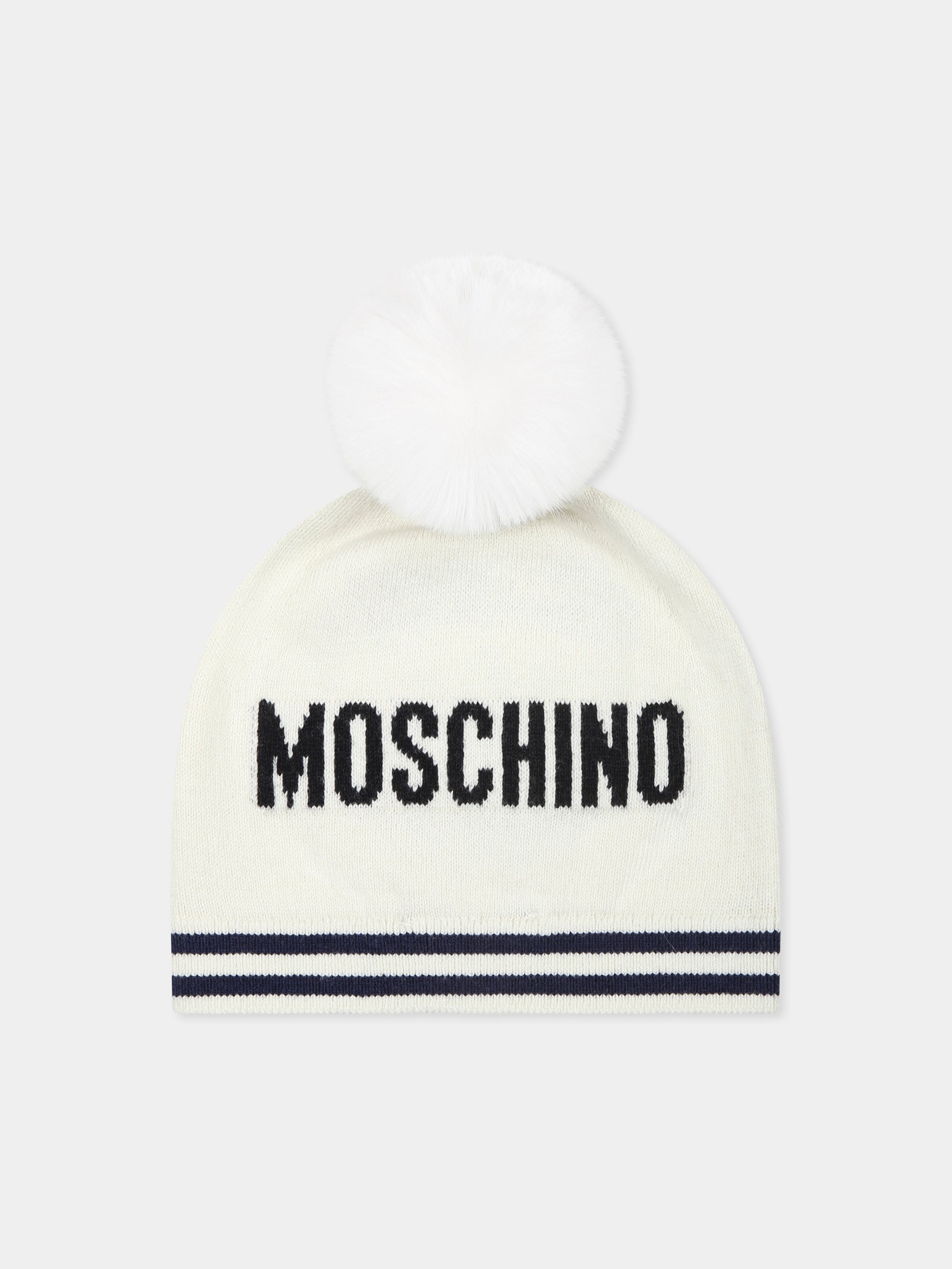 Berretto avorio per neonati con Teddy Bear,Moschino Kids,MUX04W LHE43 10063