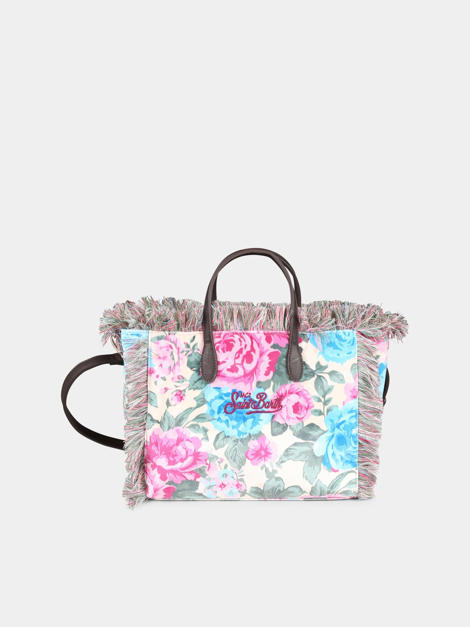 Borsa rosa Colette per bambina con logo e stampa floreale,Mc2 Saint Barth,COL0003 01382G