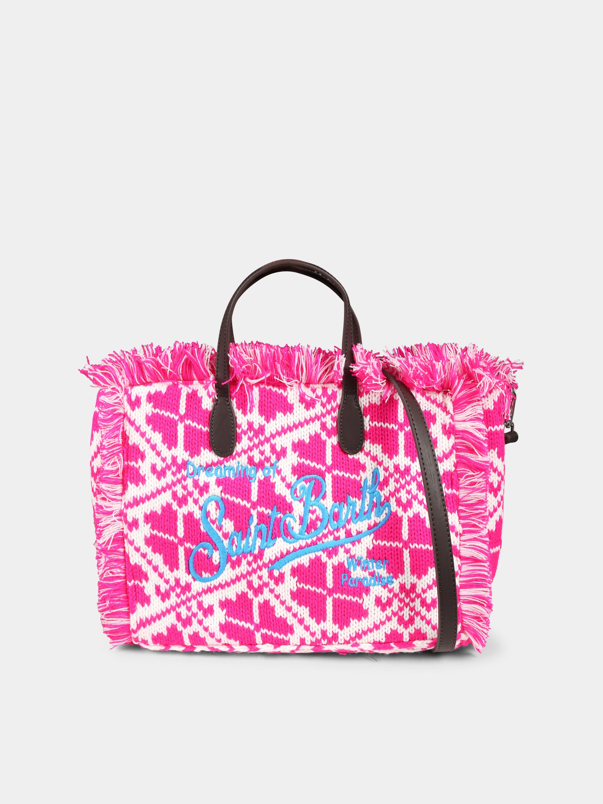 Borsa fucsia Colette per bambina con logo e motivo nordico,Mc2 Saint Barth,COL0003 01016C