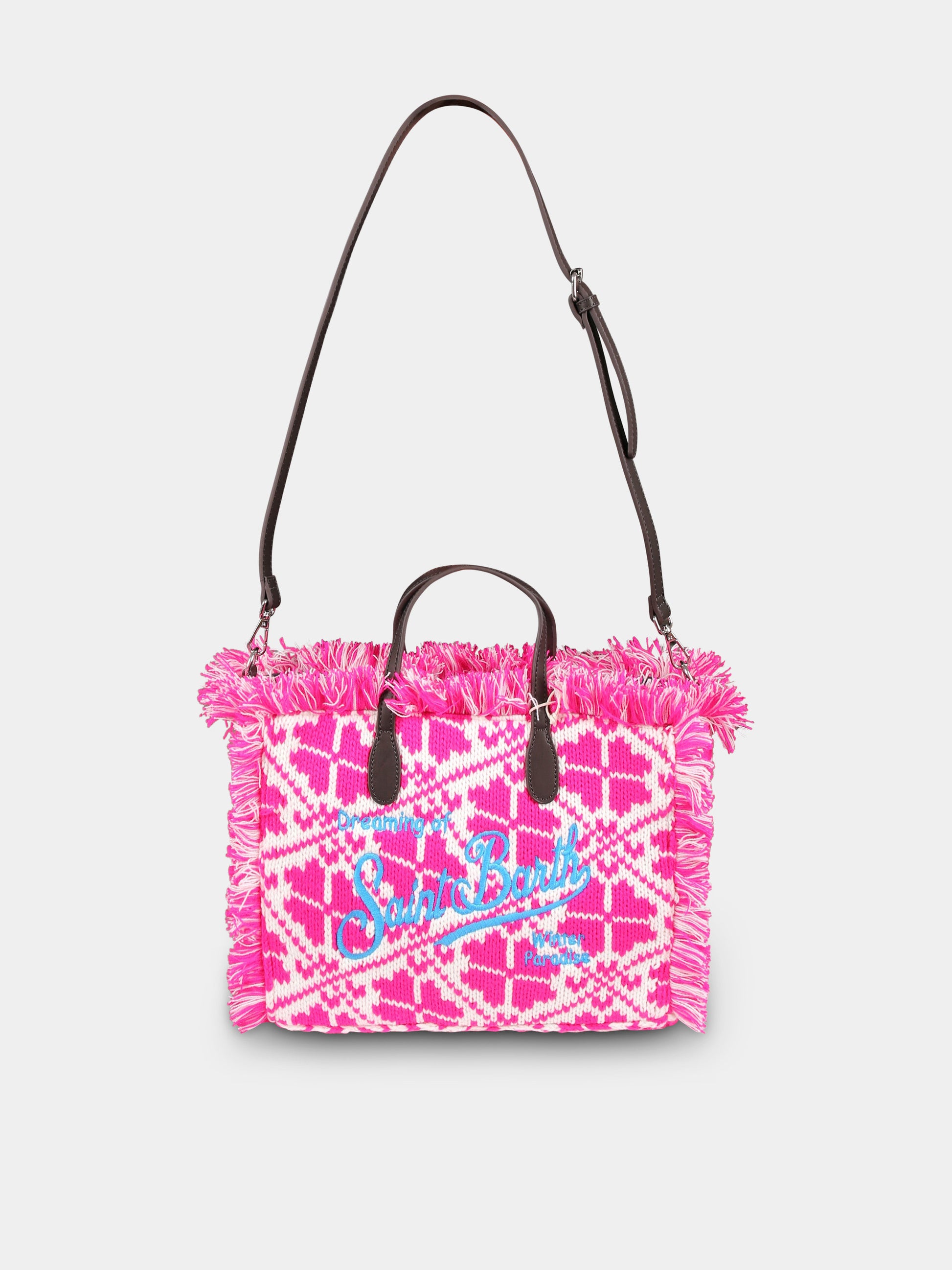 Borsa fucsia Colette per bambina con logo e motivo nordico,Mc2 Saint Barth,COL0003 01016C