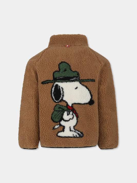 Ecopelliccia marrone per bambino con Snoopy,Mc2 Saint Barth,KEY0005 - 00947E