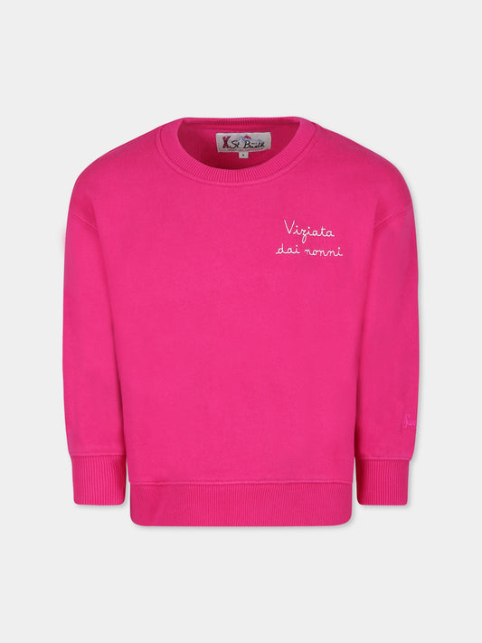 Fuchsia sweatshirt for girl with writing