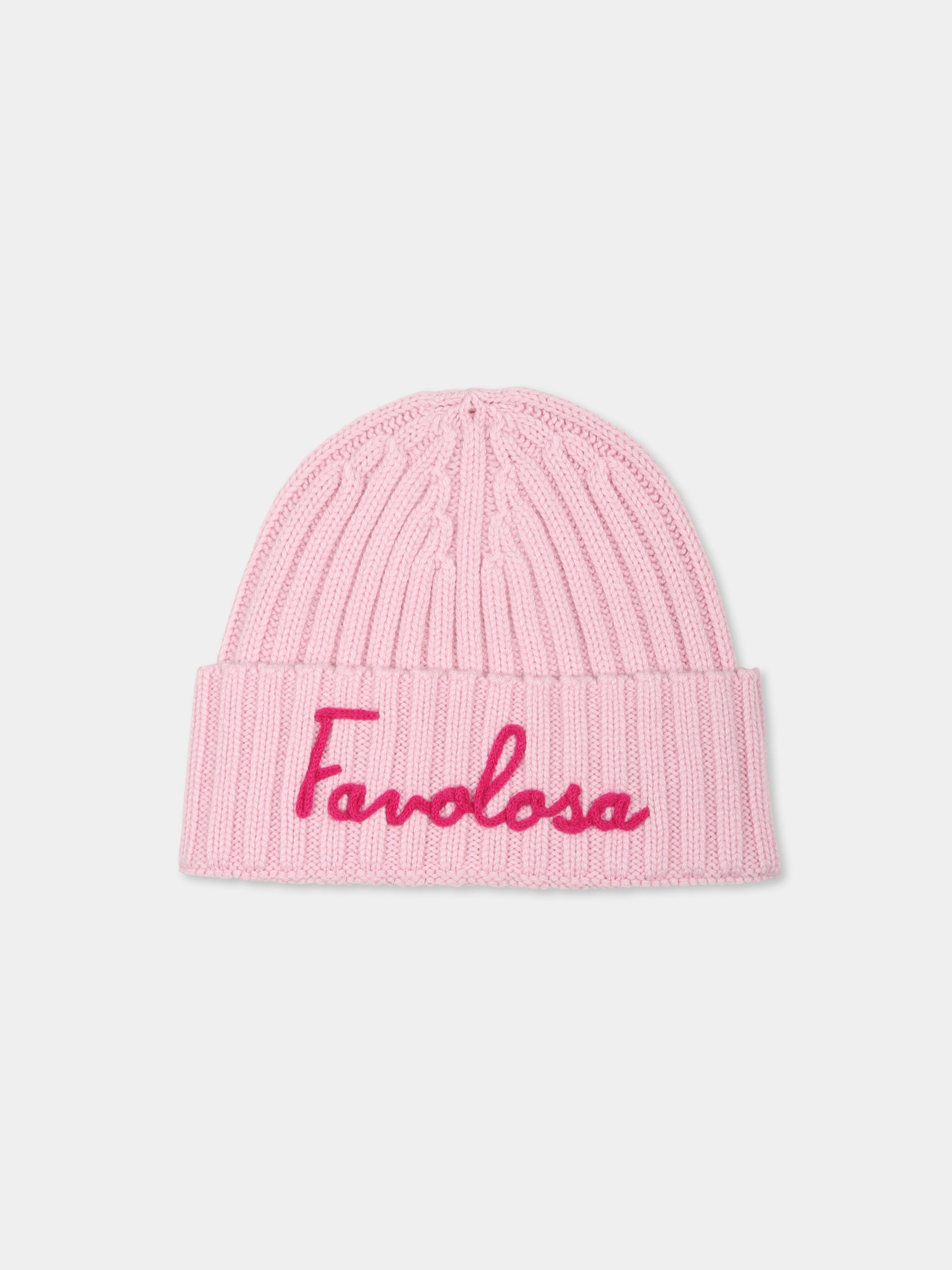 Berretto rosa per bambina con scritta Favolosa,Mc2 Saint Barth,WENG018 10422E