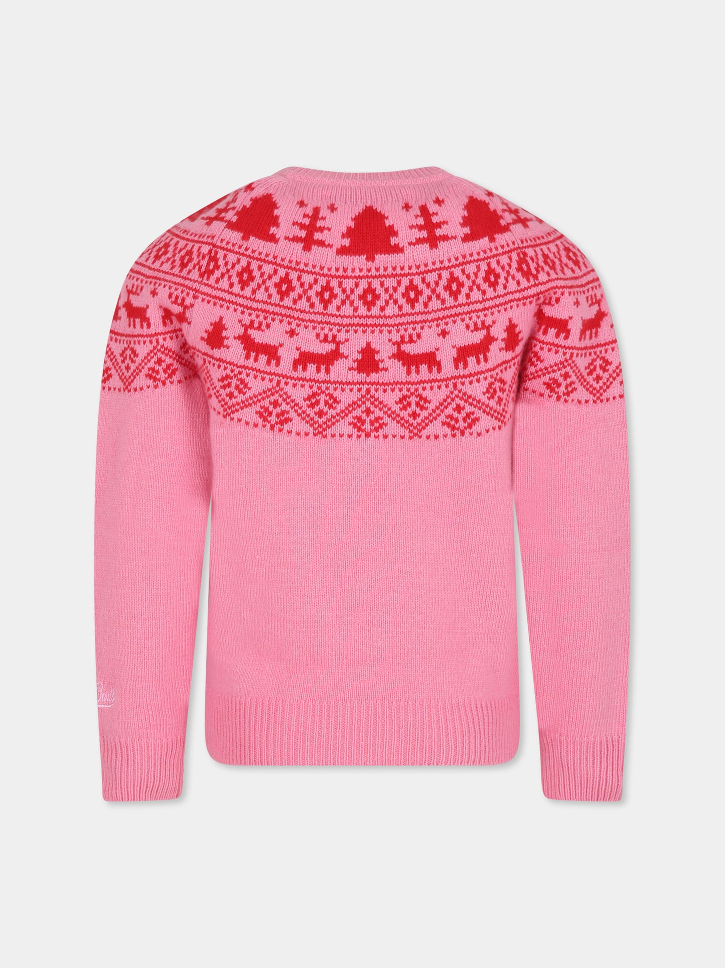 Maglione rosa per bambina con scritta Santa Claus,Mc2 Saint Barth,PRC0001 RESA21