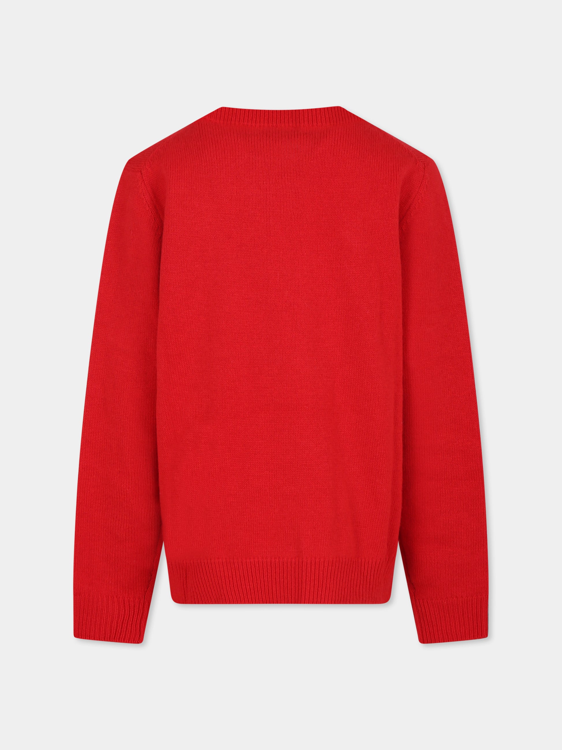 Maglione rosso per bambini con logo e ricami,Mc2 Saint Barth,PRC0003 00190E