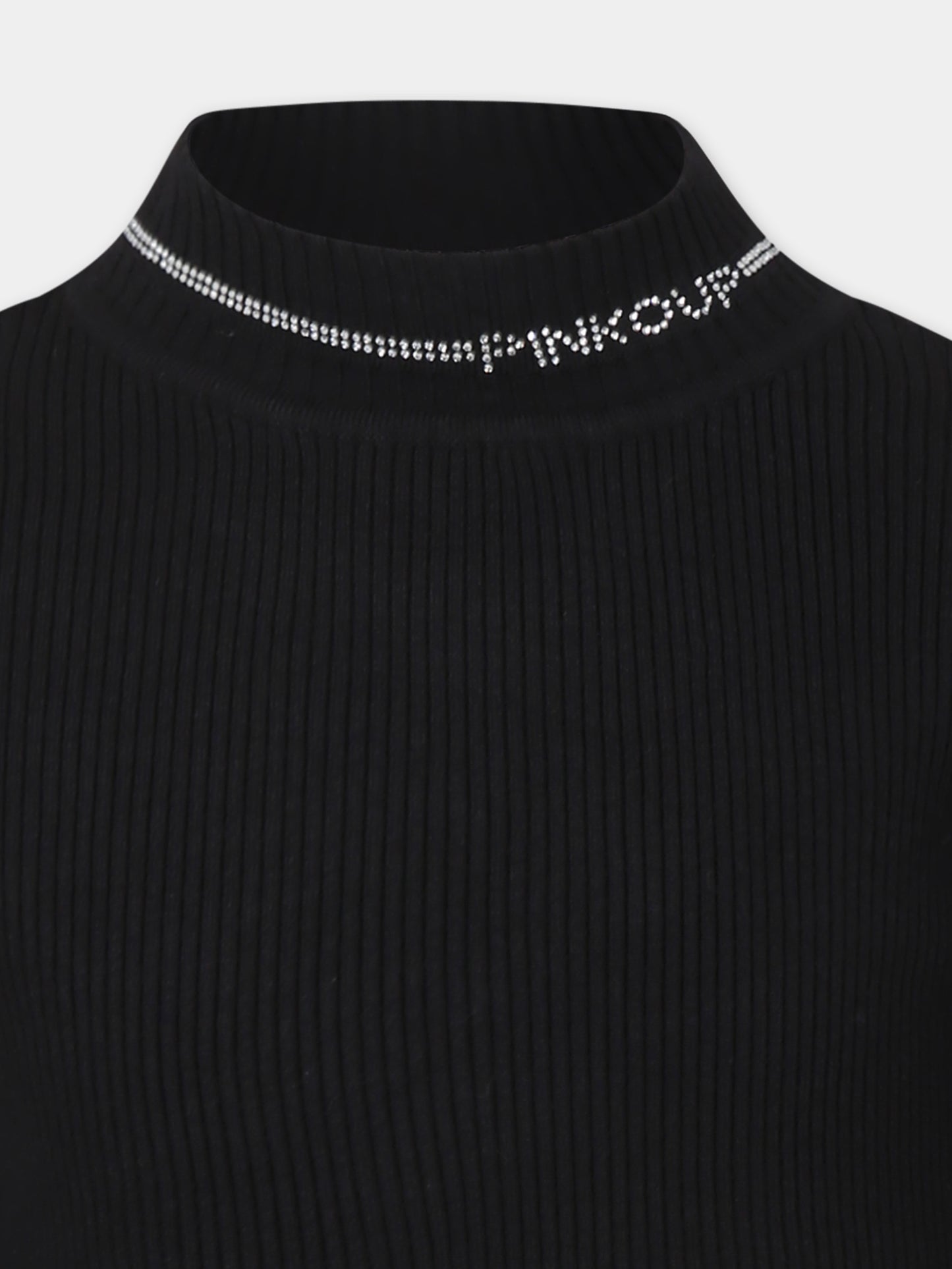 Black turtleneck for girl with logo