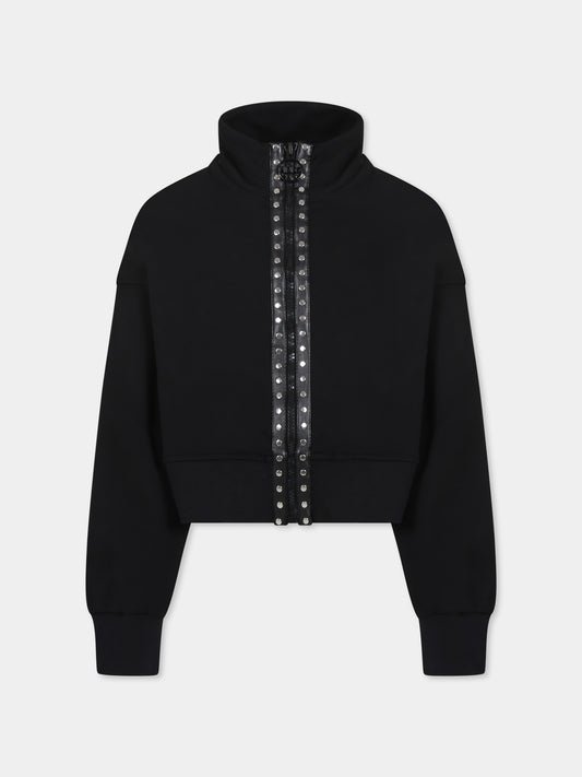 Felpa nera per bambina con logo e borchie,Pinko,F4PIJGZS045 110