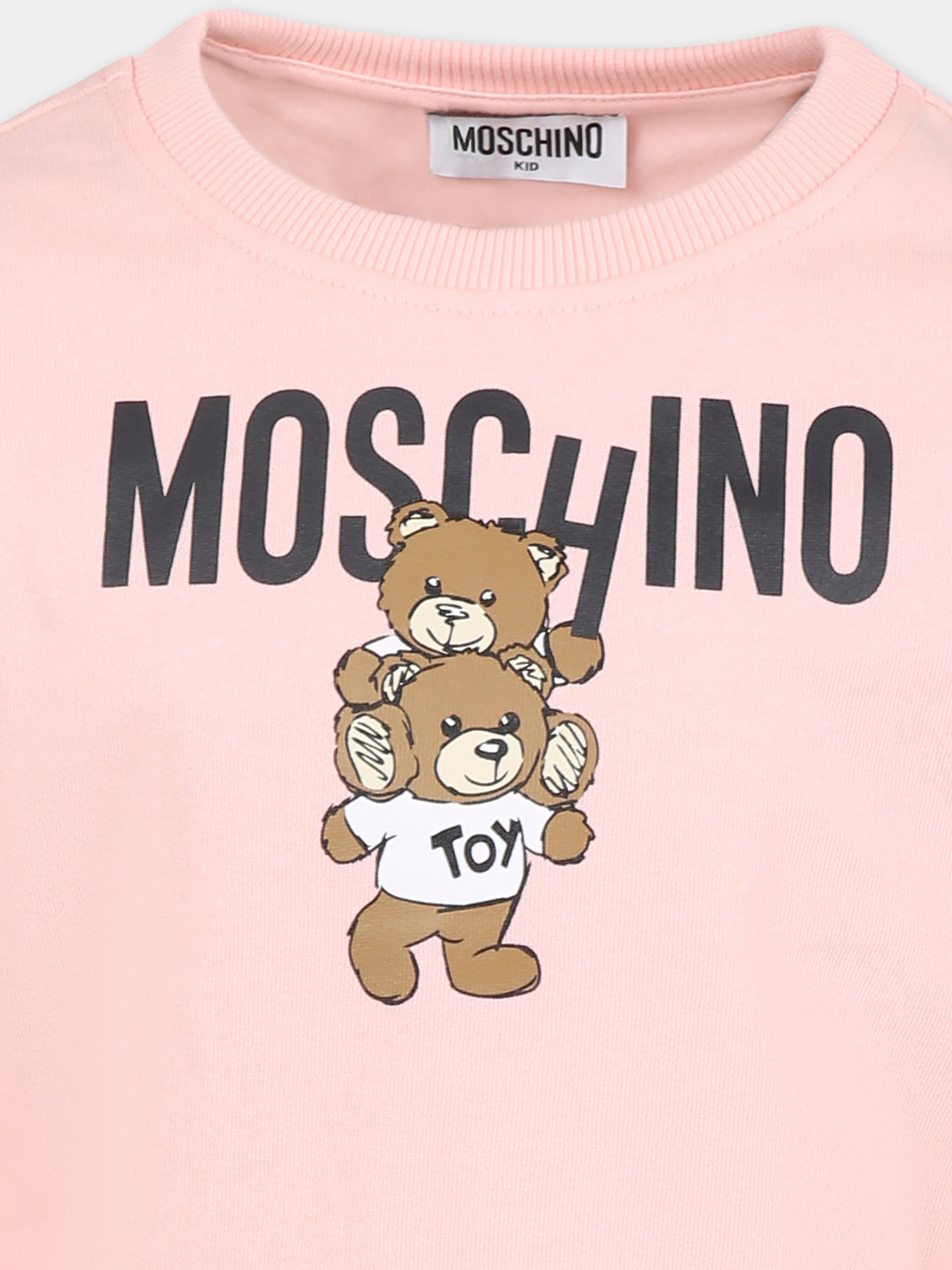 Vestito rosa per bambina con dueTeddy Bears,Moschino Kids,HDV0FE LCA14 50209