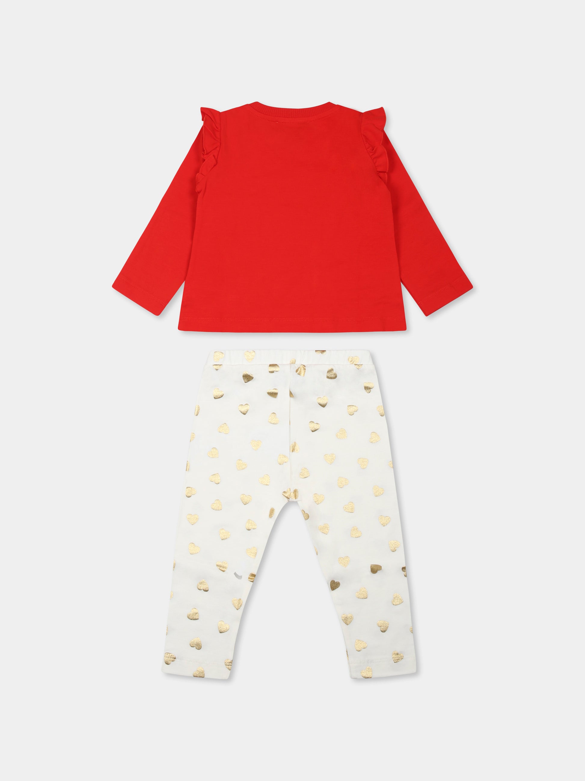 Completo rosso per neonata con Teddy Bear,Moschino Kids,MBK01X LBA11 50109