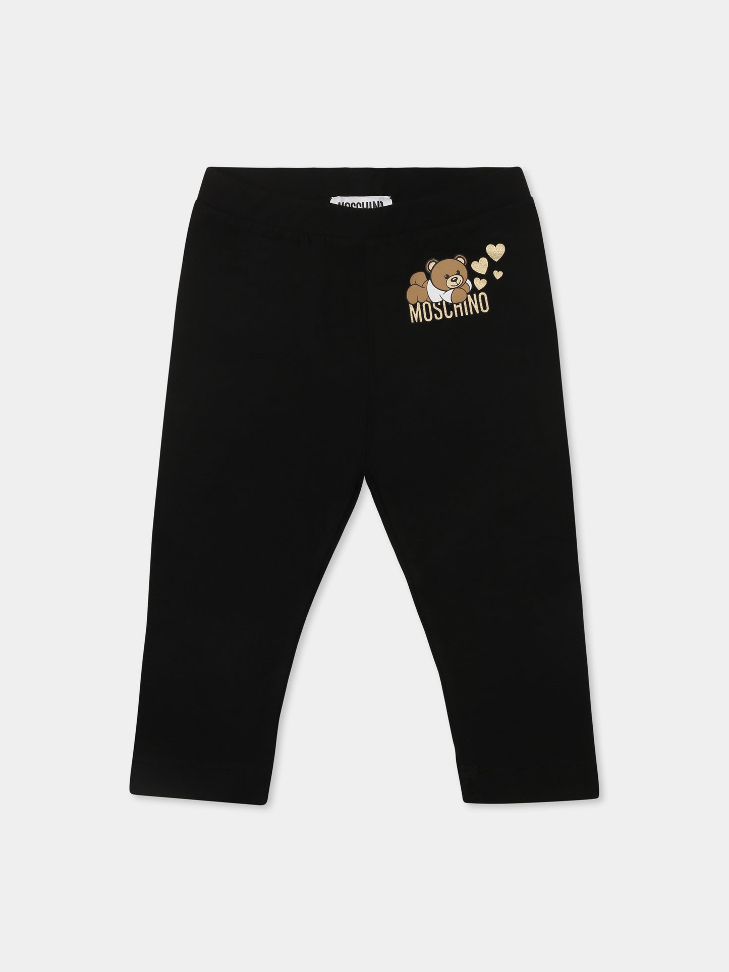 Leggings nero per neonata con Teddy Bear,Moschino Kids,MCP032 LBA11 60100