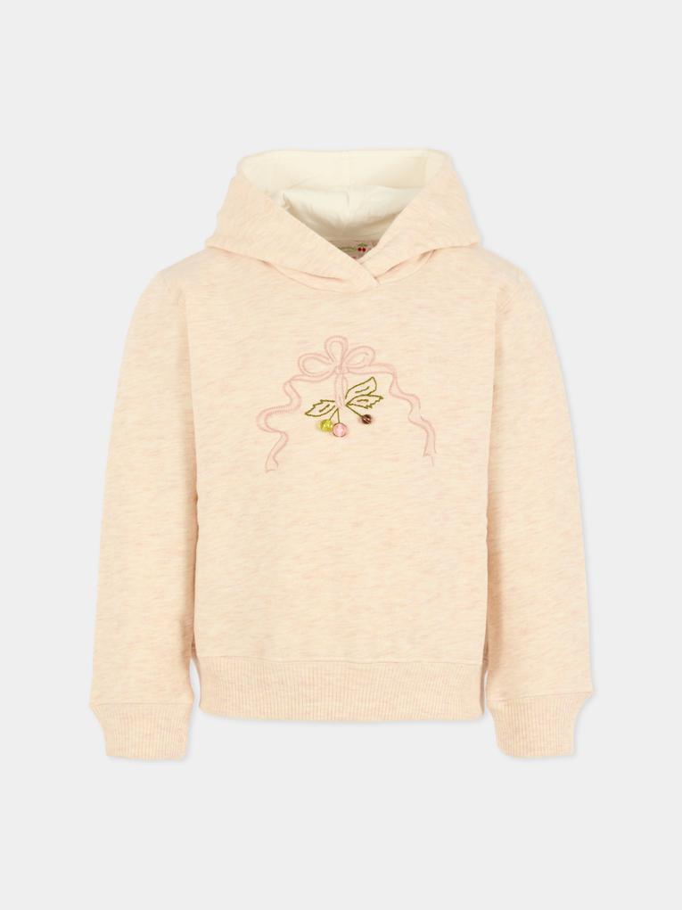 Felpa rosa per bambina con ciliegie,Bonpoint,W05GSWK00002 125B