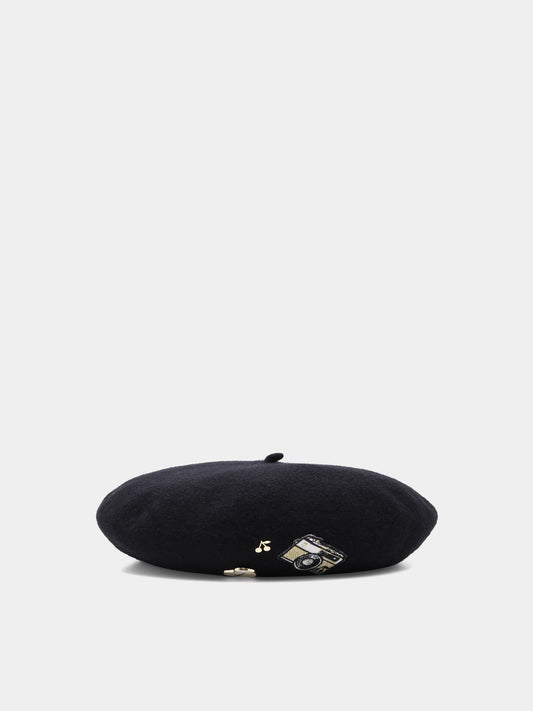 Basco nero per bambina con macchina fotografica,Bonpoint,P05GACW00001 099