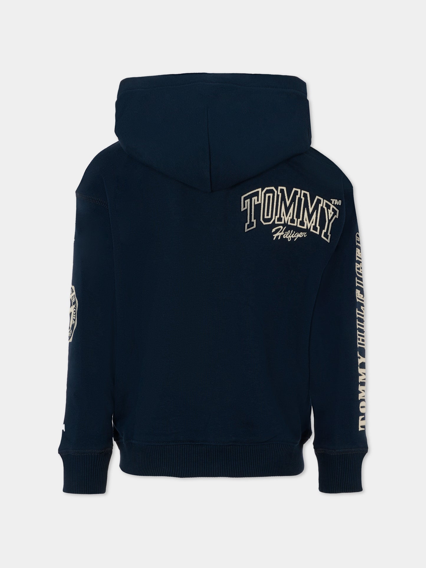 Felpa blu per bambino con logo ricamato,Tommy Hilfiger Junior,25CTHKB0KB09752 C1G