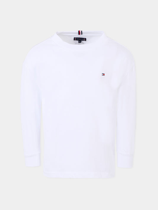 T-shirt bianca per bambino con bandiera,Tommy Hilfiger Junior,25CTHKB0KB09846 YBR