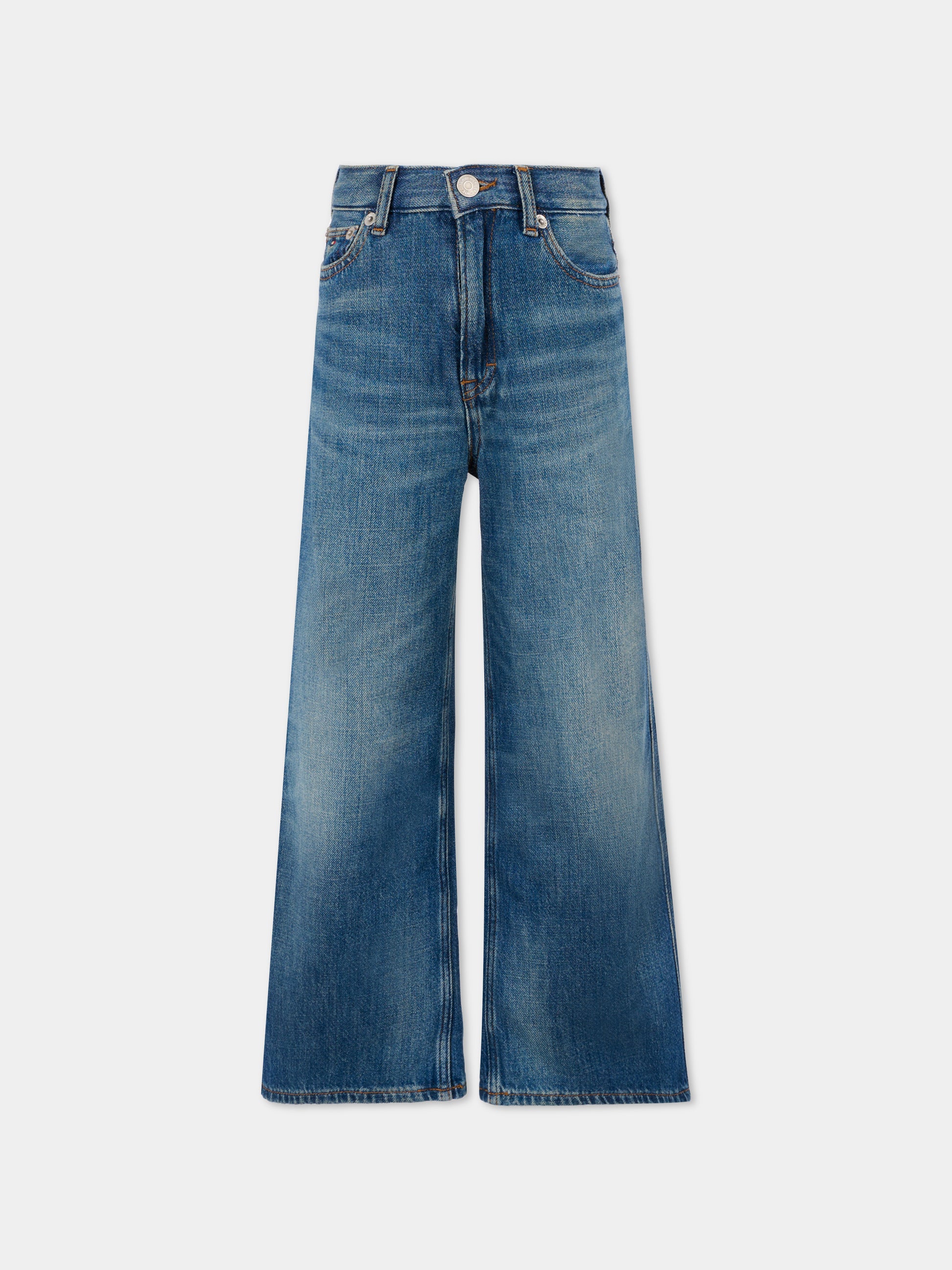Jeans blu per bambina con bandiera,Tommy Hilfiger Junior,25CTHKG0KG08745 1BZ