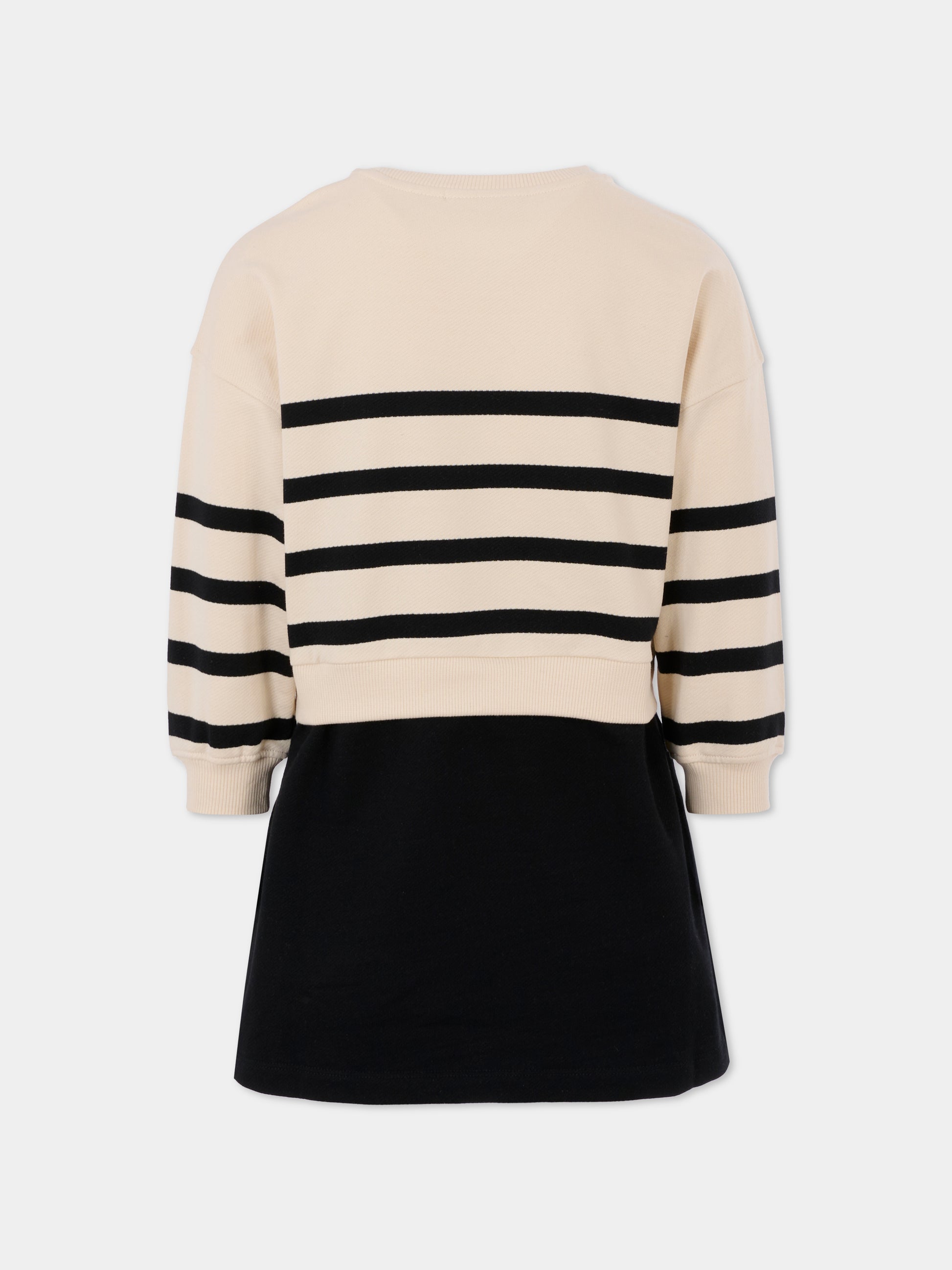 Vestito beige per bambina con logo nero,Calvin Klein Kids,25CCKIG0IG02963 0K4