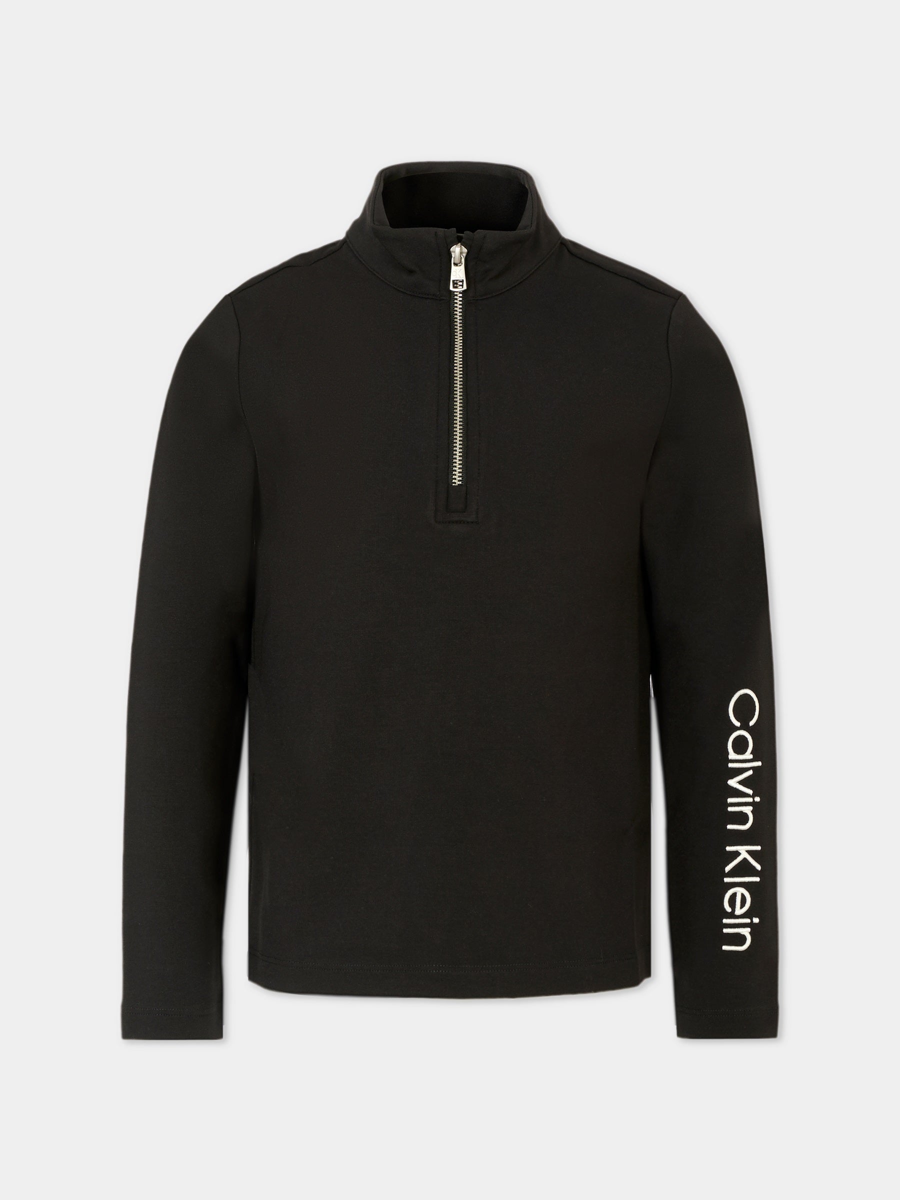 T-shirt nera per bambina con logo ricamato,Calvin Klein Kids,25CCKIG0IG02978 BEH