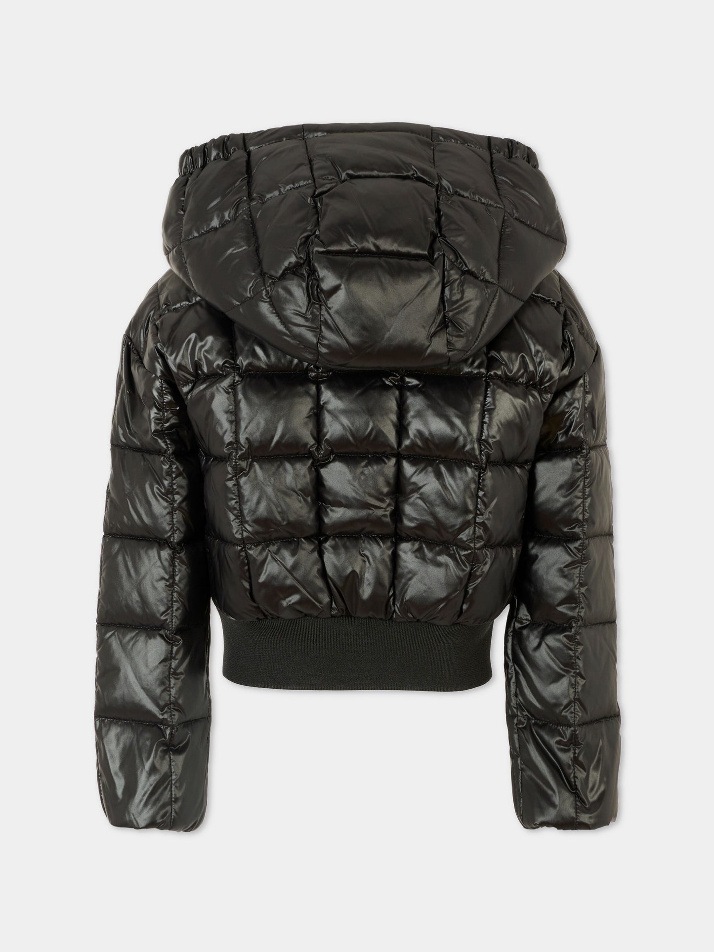 Piumino crop nero per bambina con logo ricamato,Calvin Klein Kids,25CCKIG0IG02988 BEH