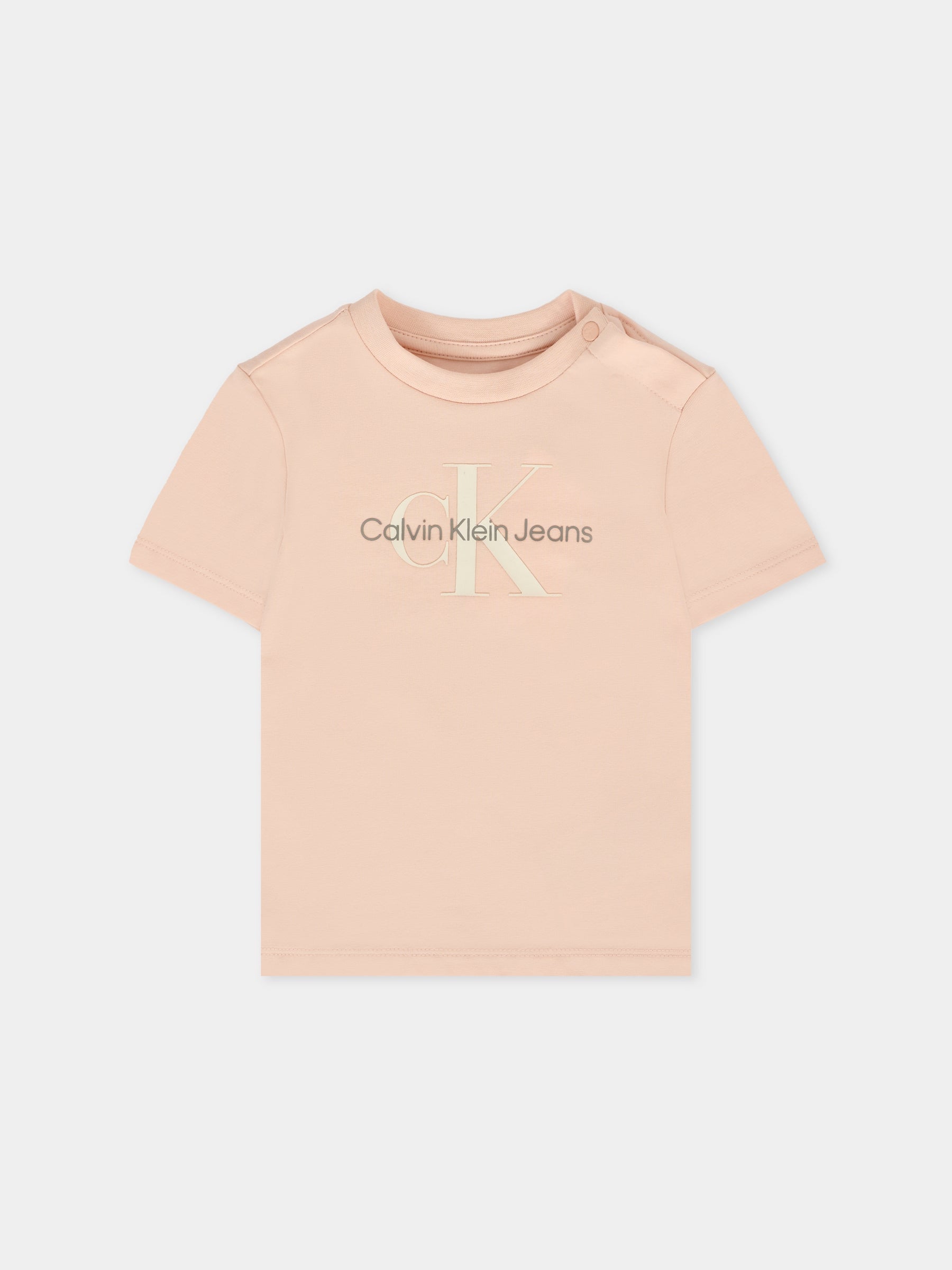 T-shirt rosa per neonata con logo,Calvin Klein Kids,25CCKIN0IN00001 TGI