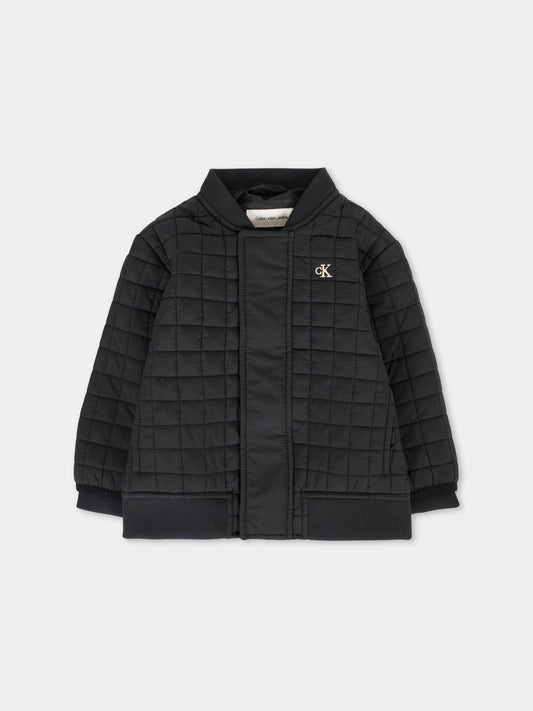 Bomber nero per neonati con logo ricamato,Calvin Klein Kids,25CCKIN0IN00246 BEH