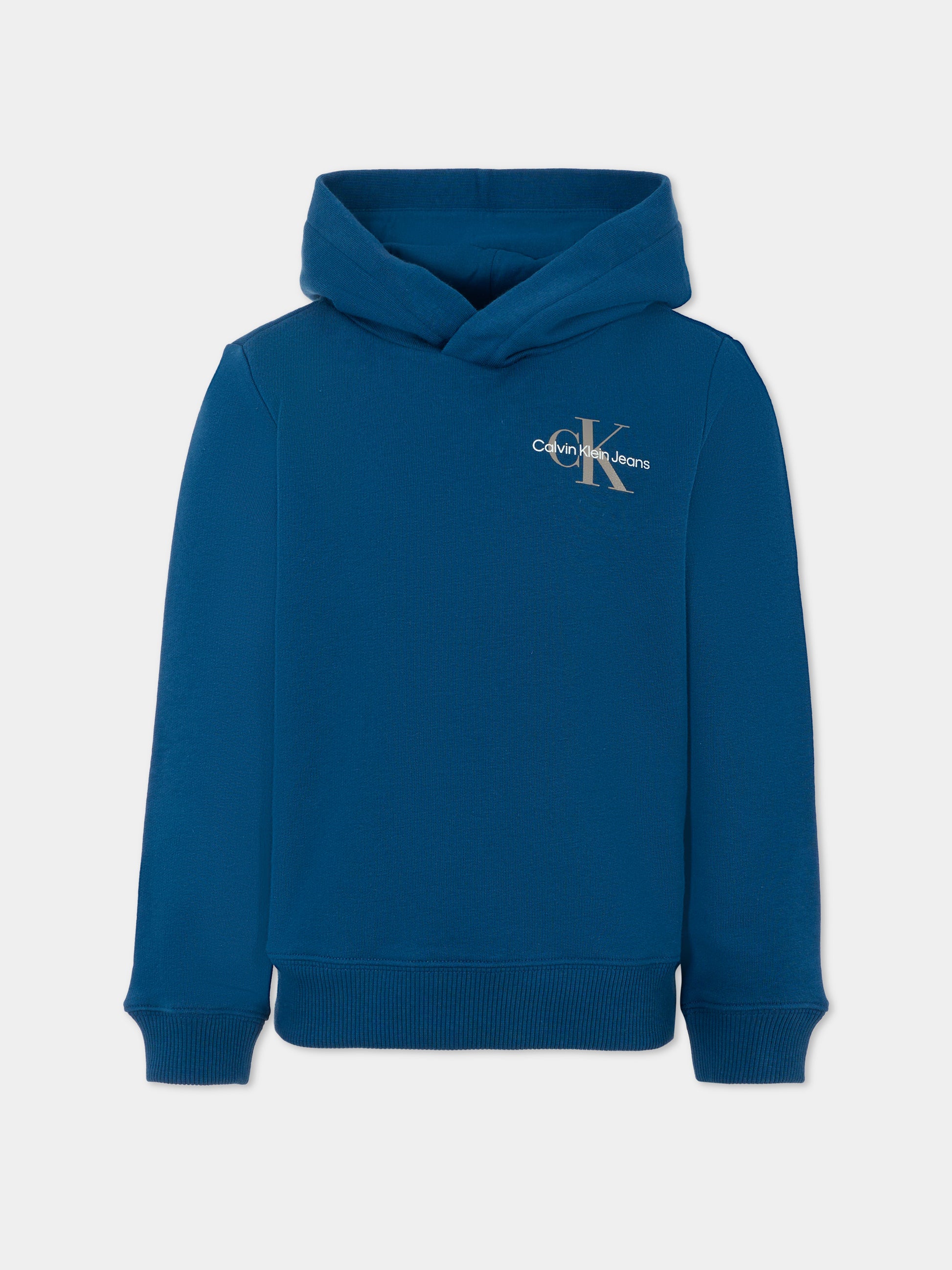 Felpa blu per bambino con logo,Calvin Klein Kids,25CCKIU0IU00266 C3I