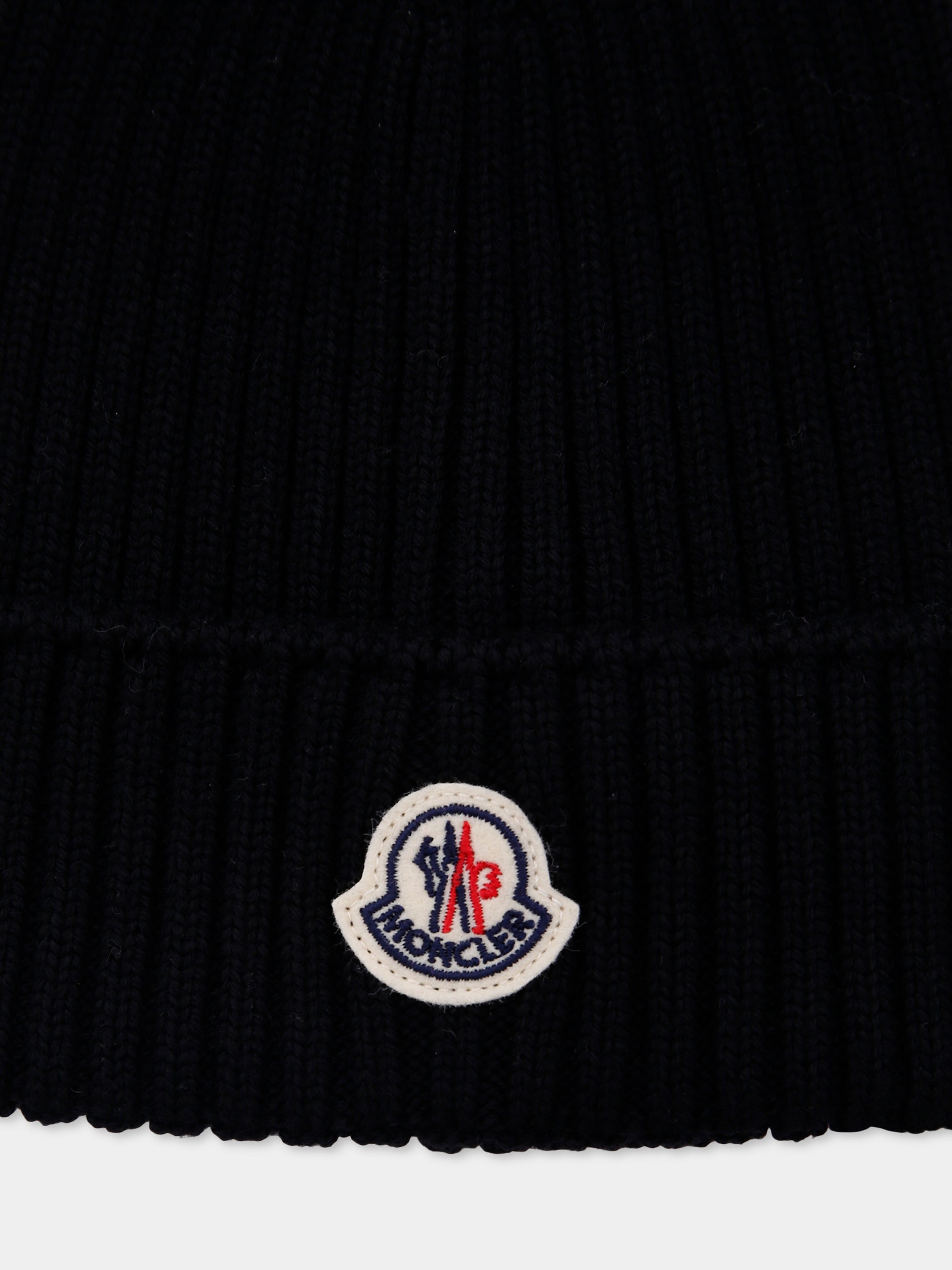 Berretto nero per bambini con logo,Moncler Kids,K2954 - 3B00009 - M1131 999