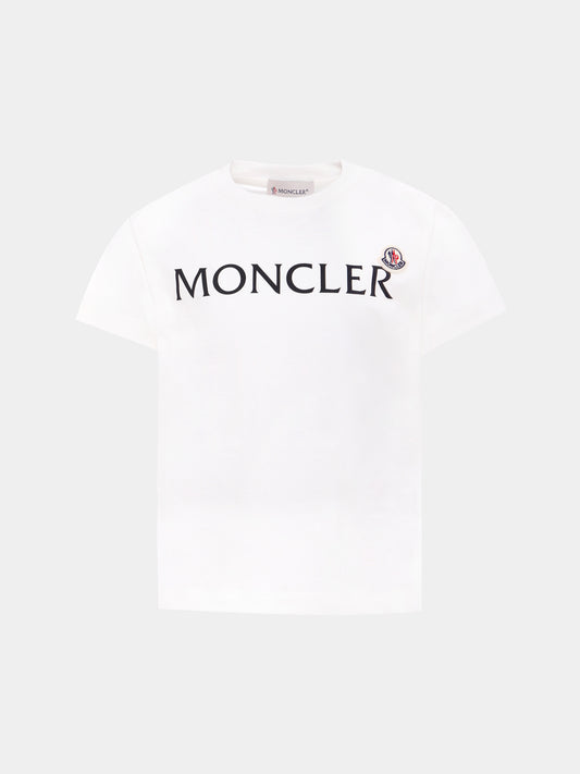 T-shirt bianca per bambini con logo,Moncler Kids,K2954 - 8C00018 - 89AFV 034