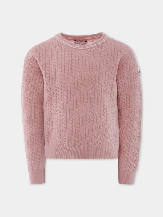 Maglione rosa per bambina con logo,Moncler Kids,K2954 - 9C00006 - M1241 50M