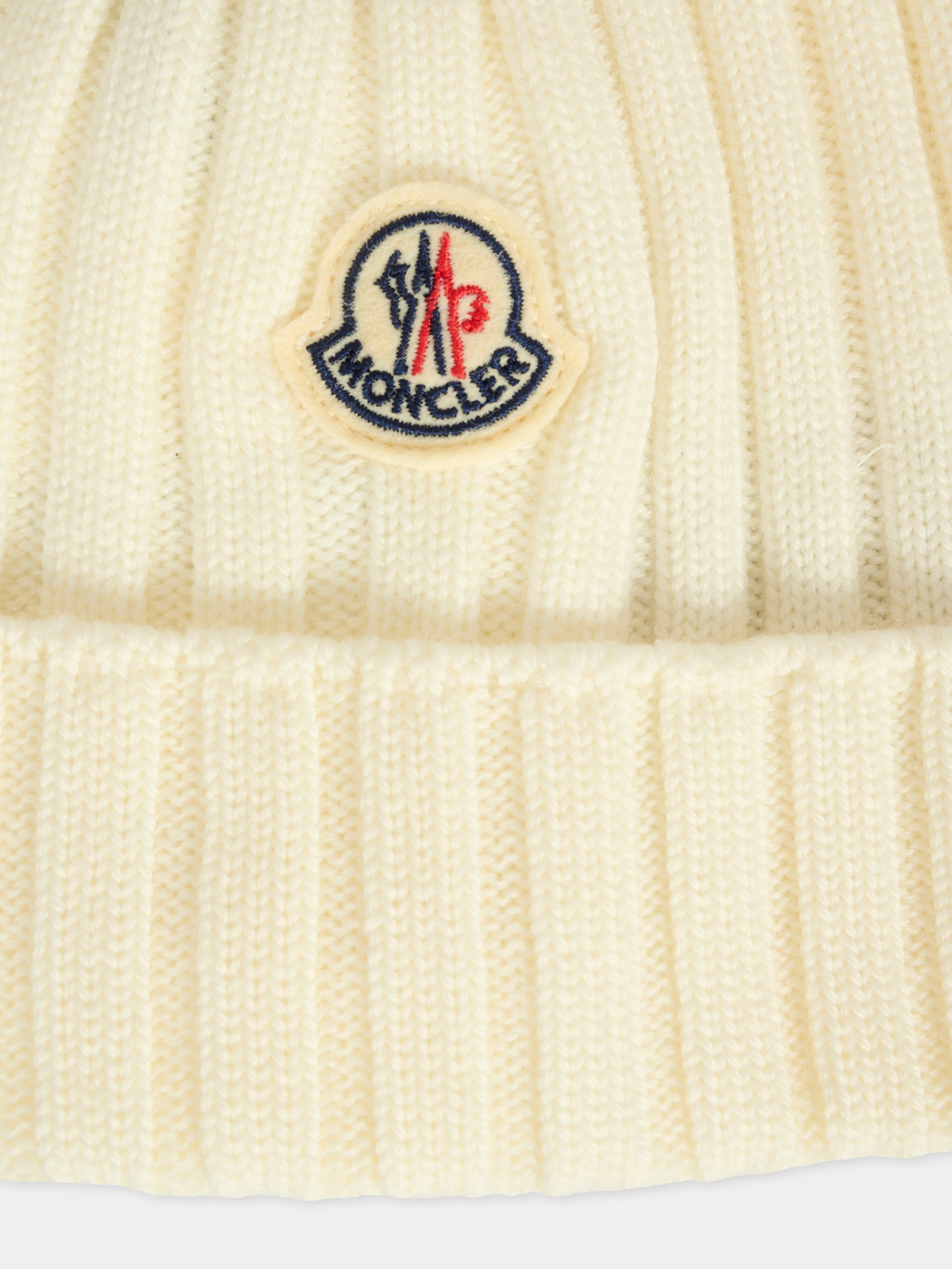 Berretto bianco per neonati con logo,Moncler Kids,K2951 - 3B00006 - M1131 040