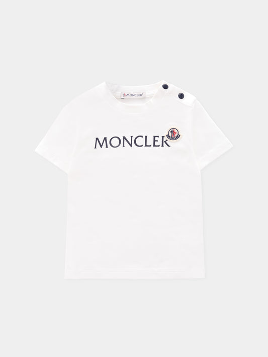 T-shirt bianca per neonati con logo,Moncler Kids,K2951 - 8C00006 - 89AUM 034