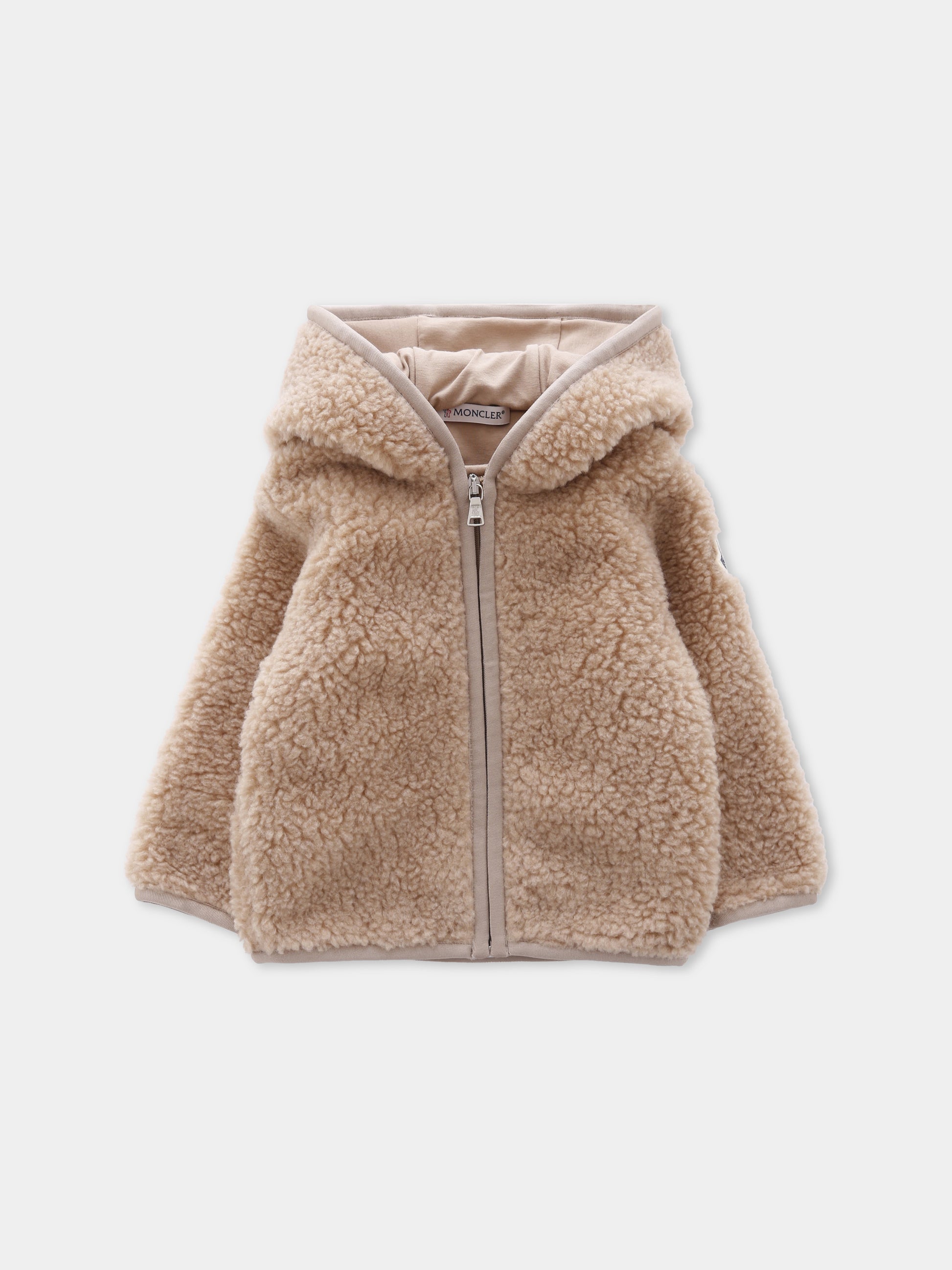 Felpa beige per neonati con logo,Moncler Kids,K2951 - 8G00001 - 89A3X 239