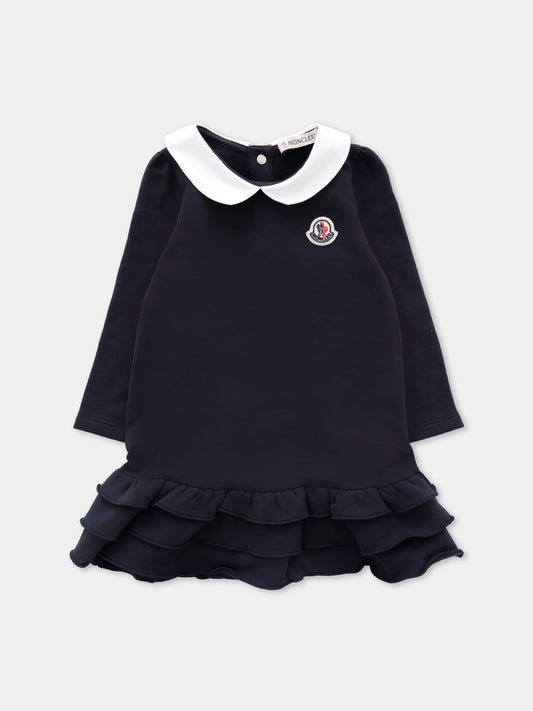 Vestito blu per neonata con logo,Moncler Kids,K2951 - 8I00001 - 89A23 778