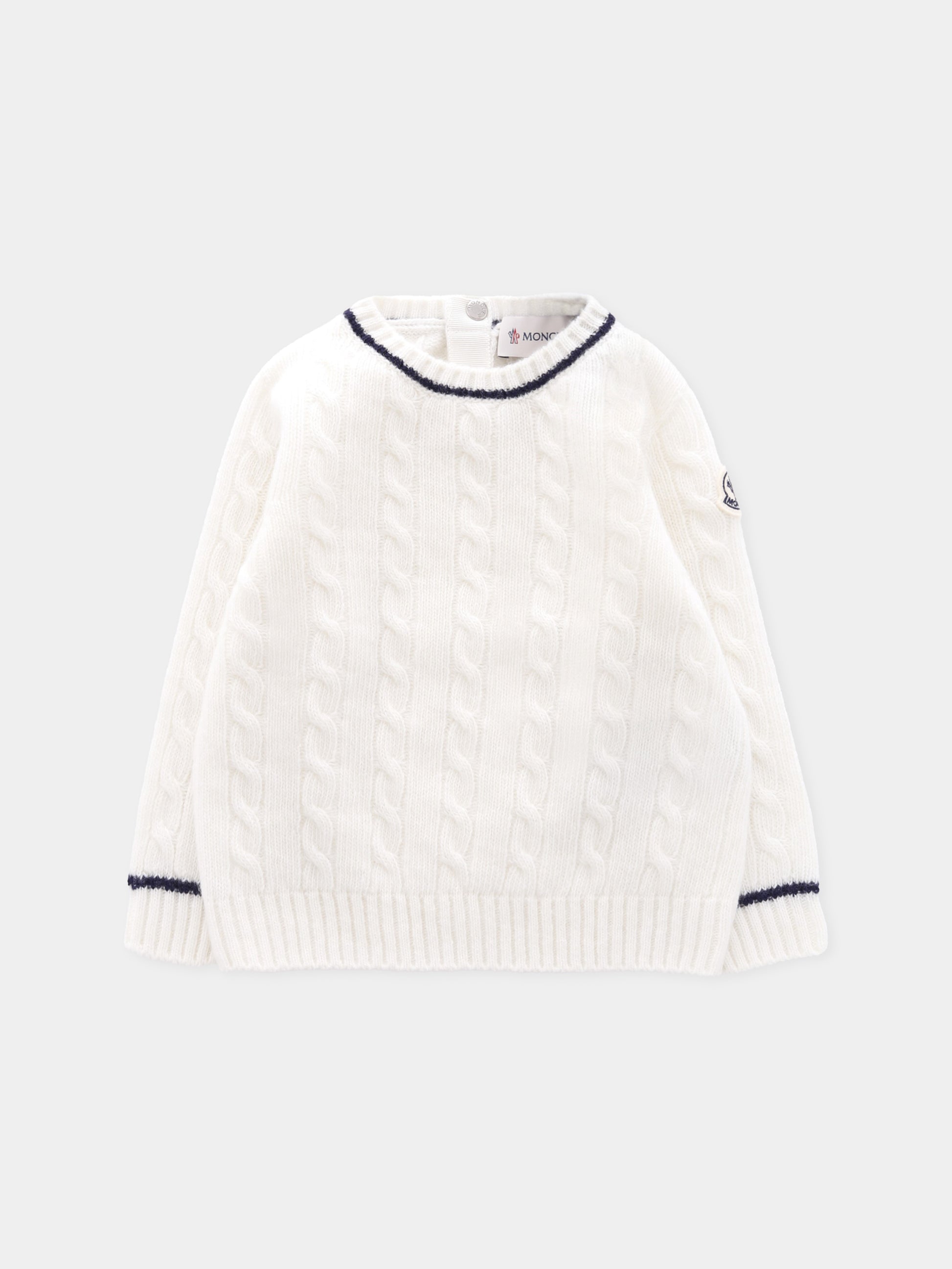 Maglione bianco per neonati con logo,Moncler Kids,K2951 - 9C00006 - M1241 035