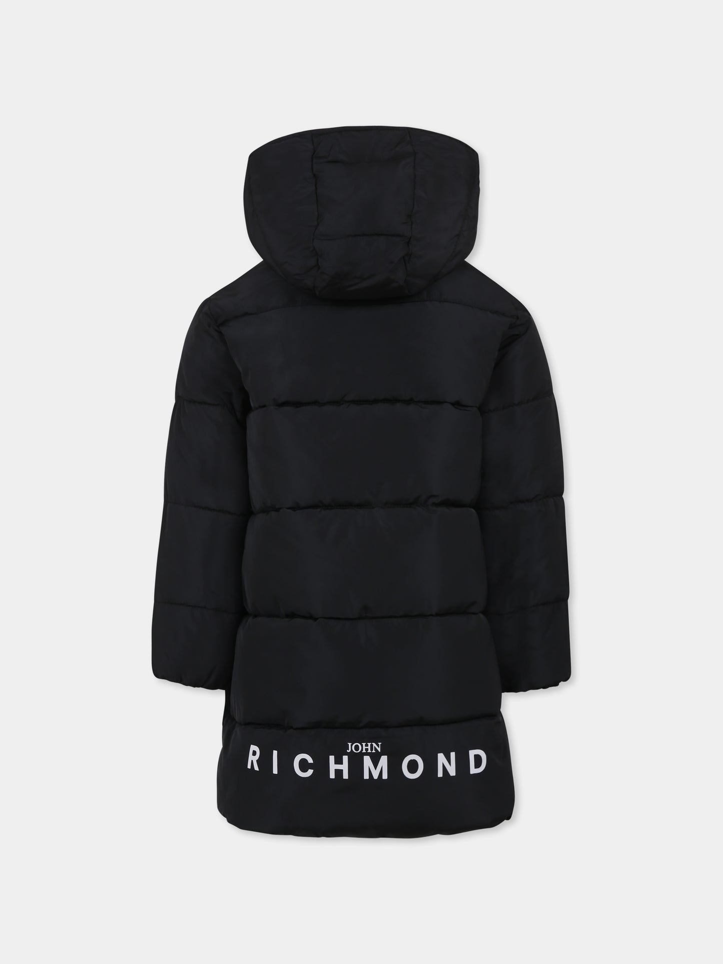 Black down jacket for boy with logo