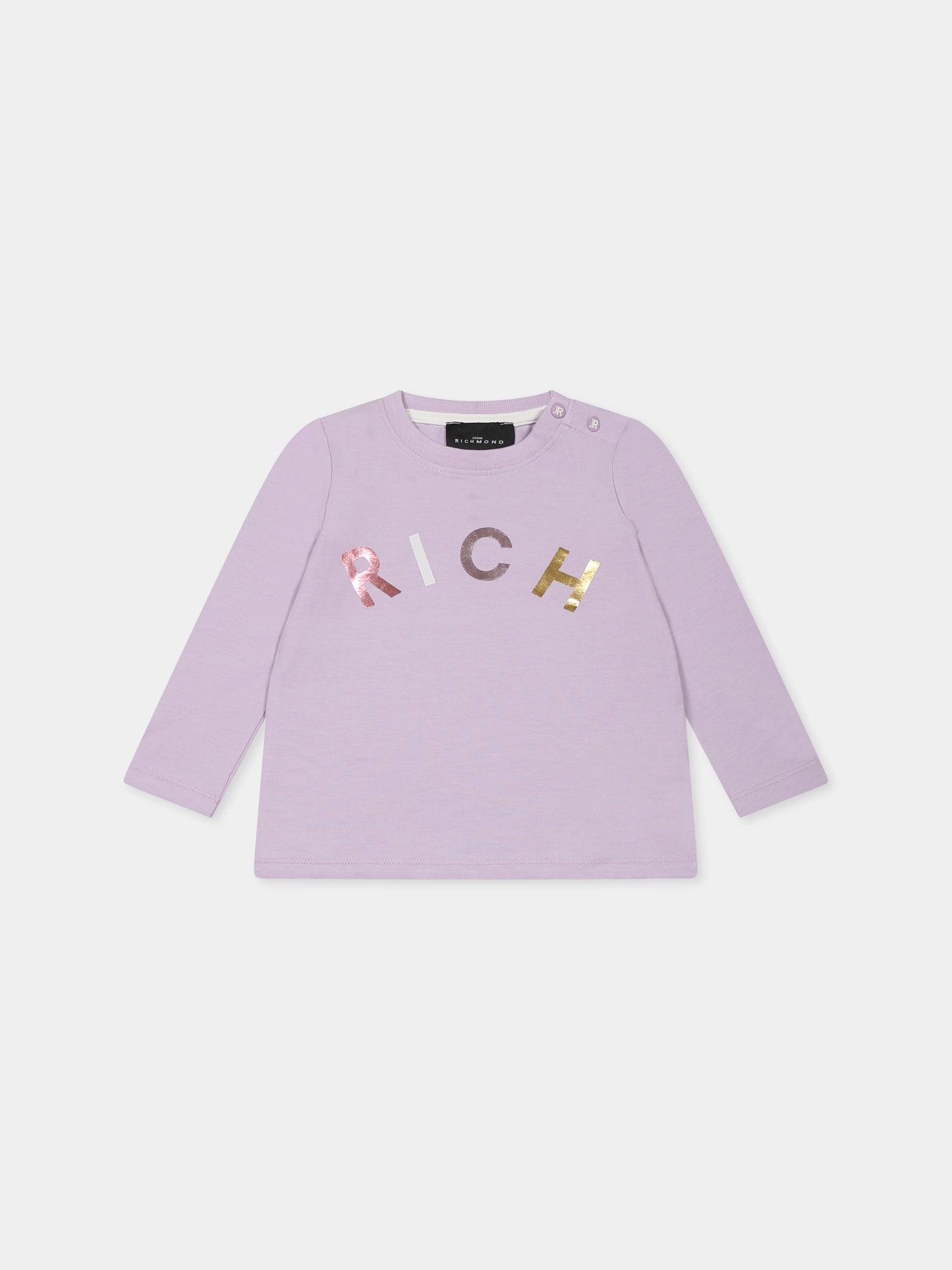 T-shirt lilla per neonata con logo,Richmond,RIA24054TS LILAC