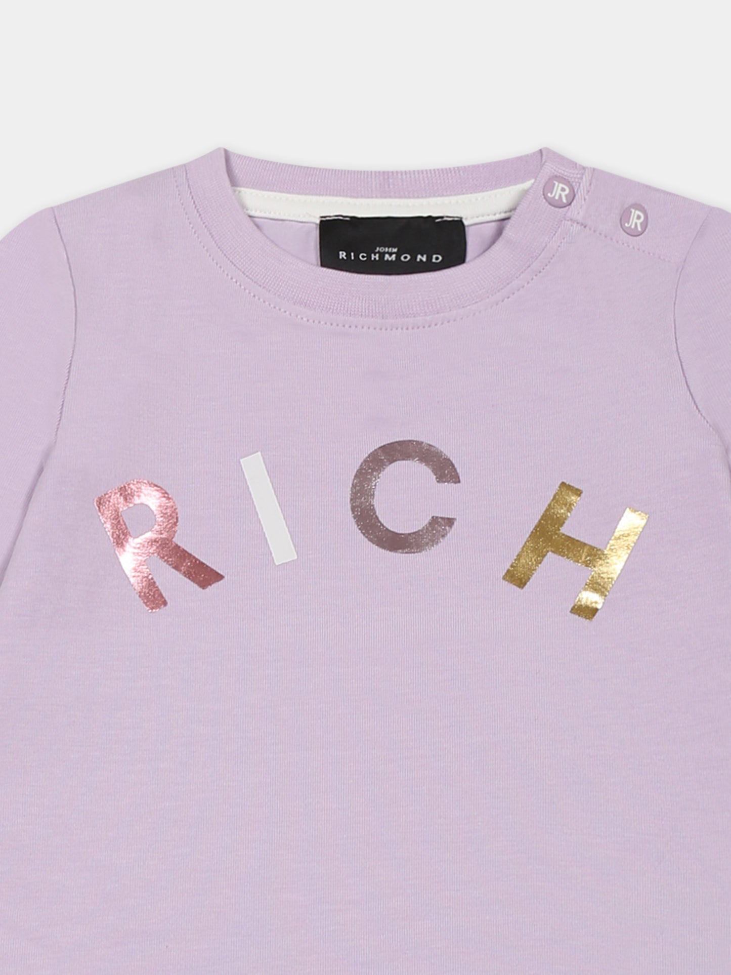 T-shirt lilla per neonata con logo,Richmond,RIA24054TS LILAC