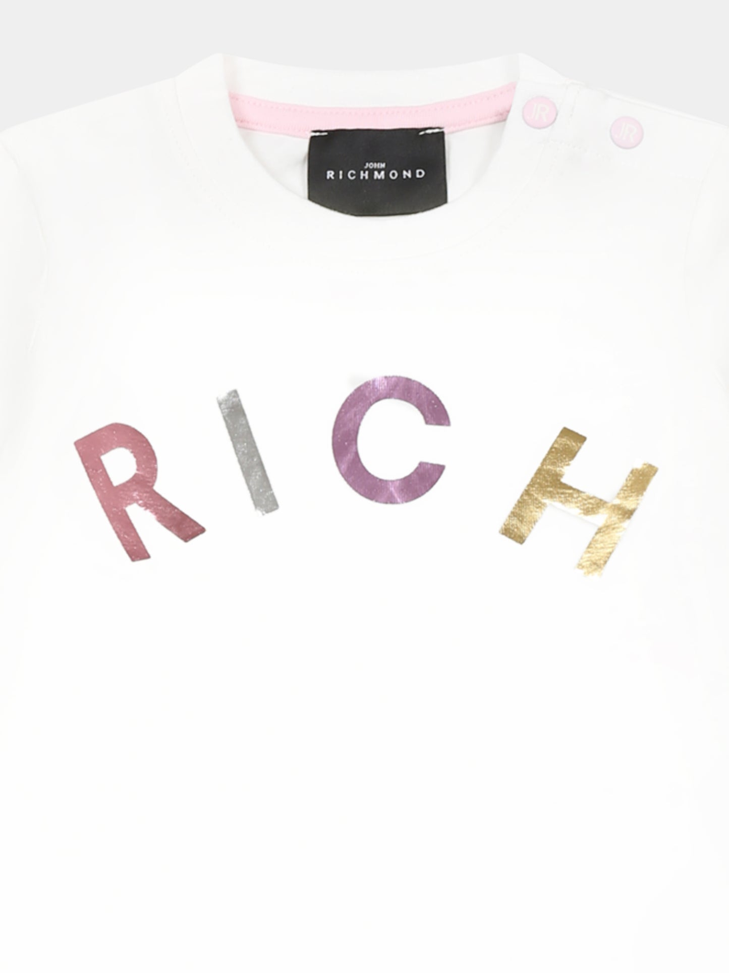 T-shirt bianca per neonata con logo,Richmond,RIA24054TS OFF-WHITE