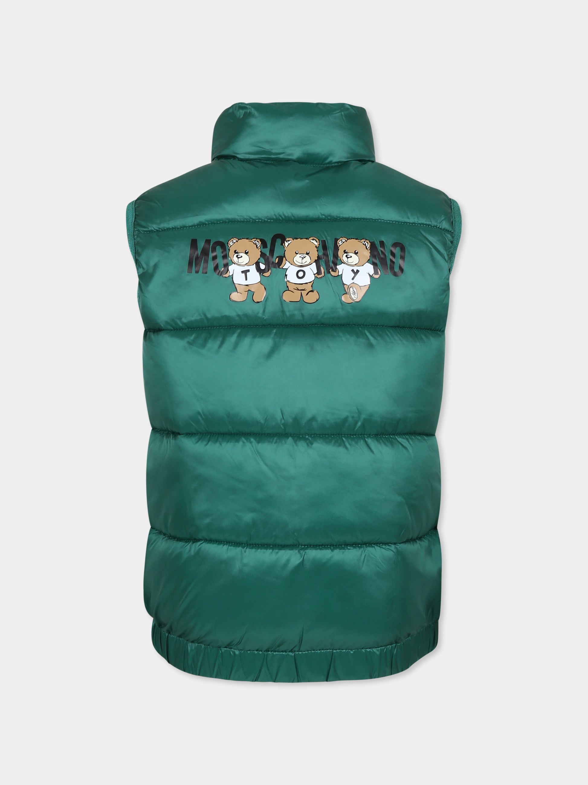 Gilet verde per bambini con tre Teddy Bears,Moschino Kids,HPS02K L3A32 30139