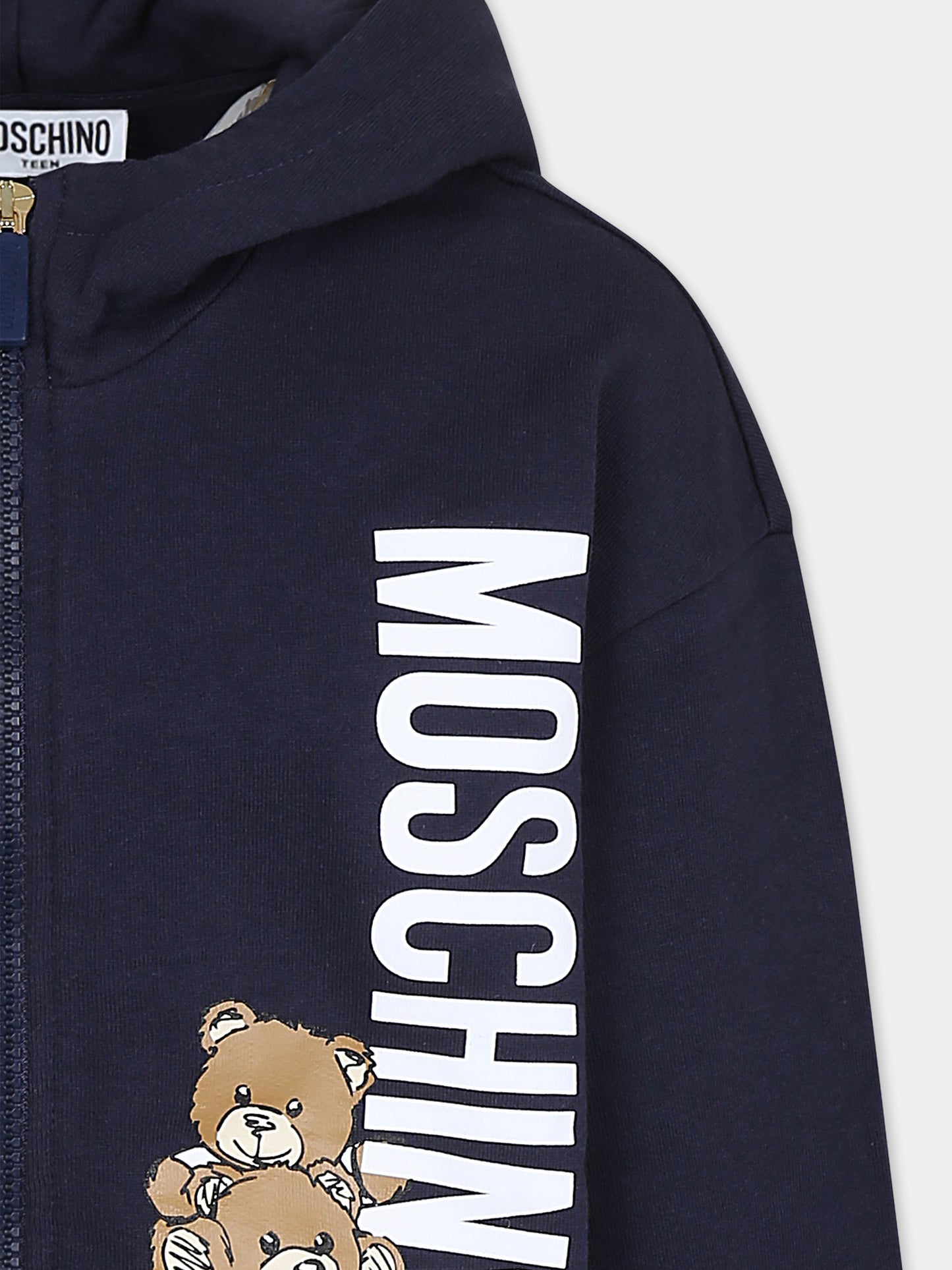 Felpa blu per bambini con Teddy Bears,Moschino Kids,HUF08R LCA14 40016