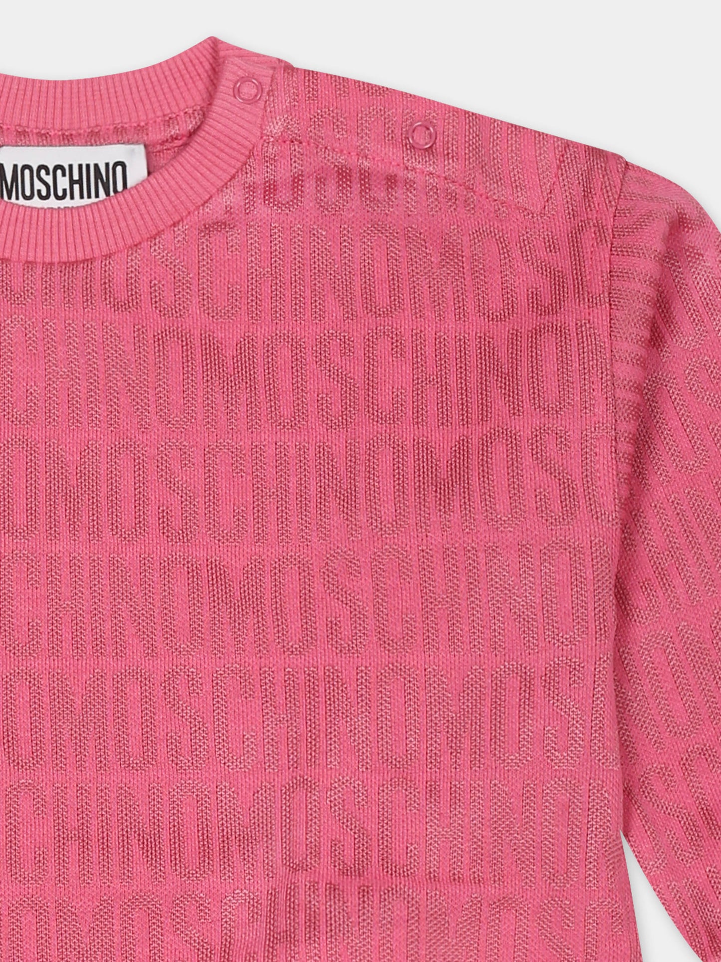 Vestito fucsia per neonata con logo all over,Moschino Kids,MDV0BD M0J03 86197