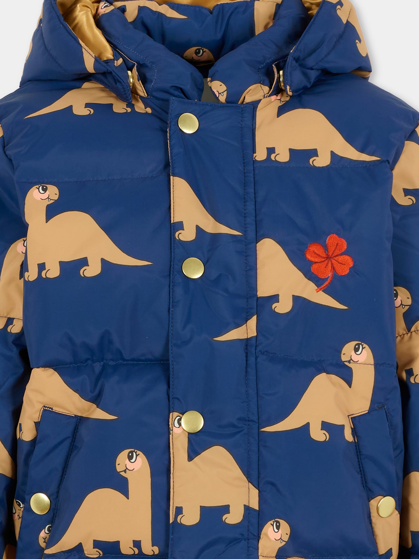 Piumino blu per bambino con dinosauro all over,Mini Rodini,2571010960