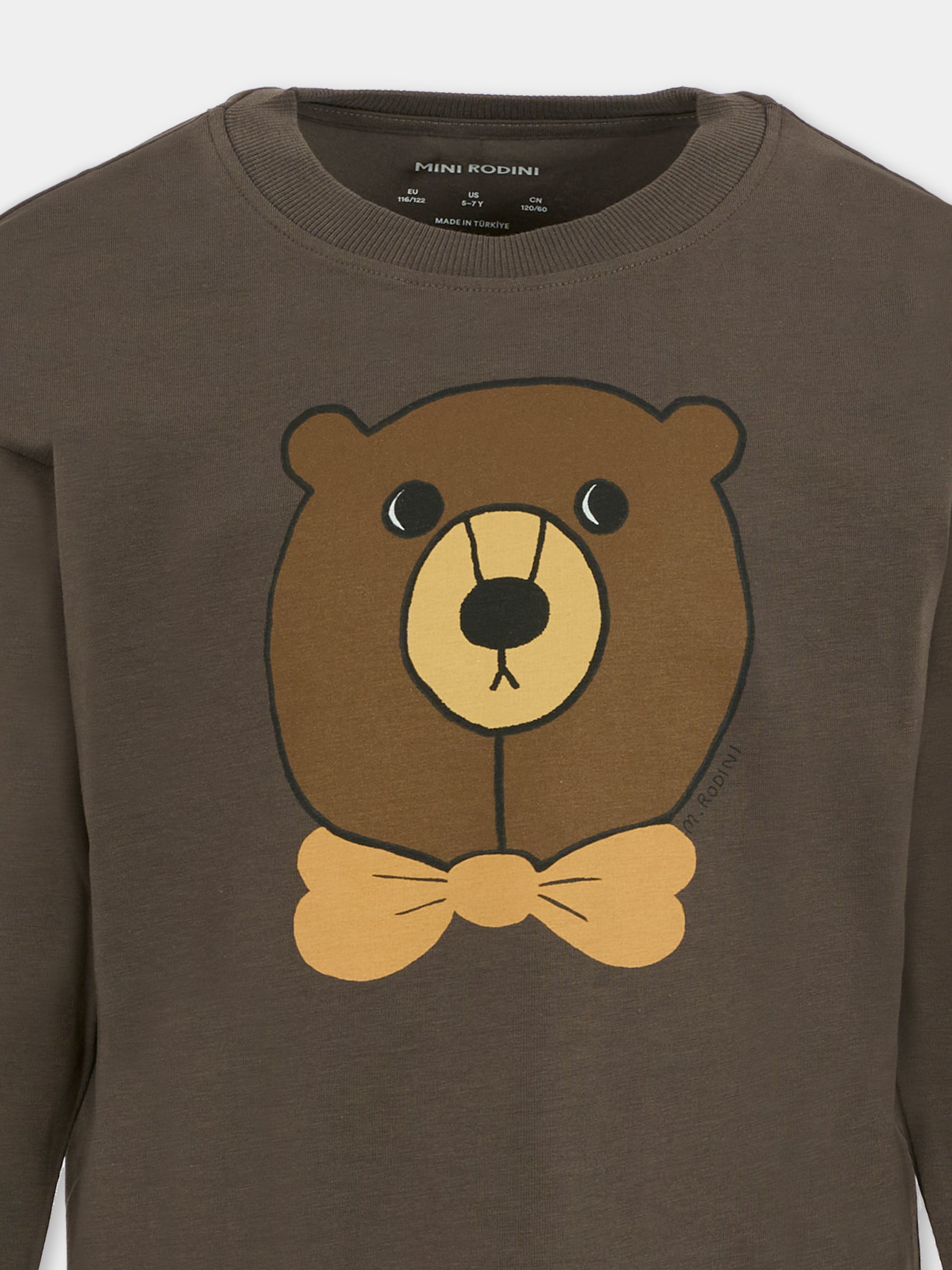 T-shirt marrone per bambini con orso,Mini Rodini,2572010697